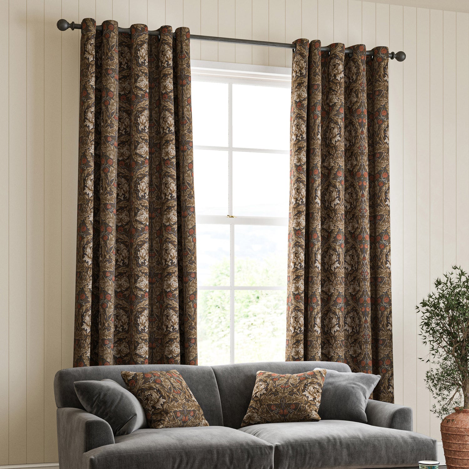 William Morris African Marigold Made to Measure Curtain Walnut