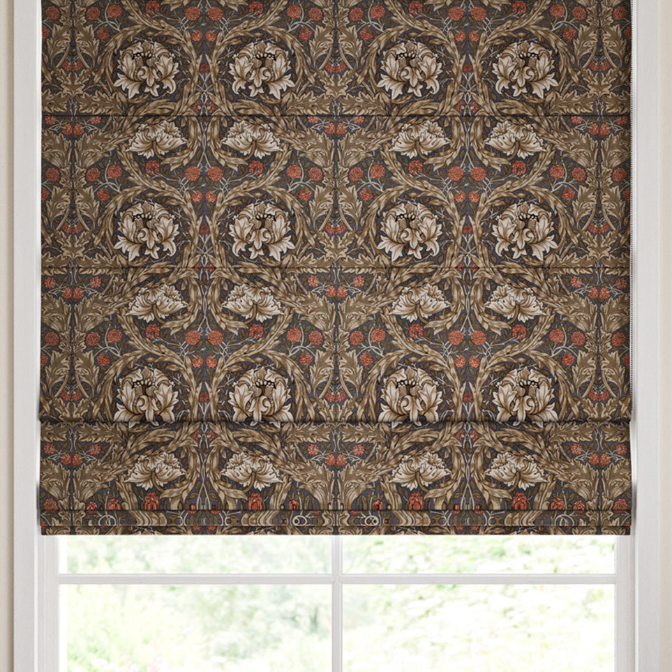 William Morris African Marigold Made to Measure Roman Blind Walnut
