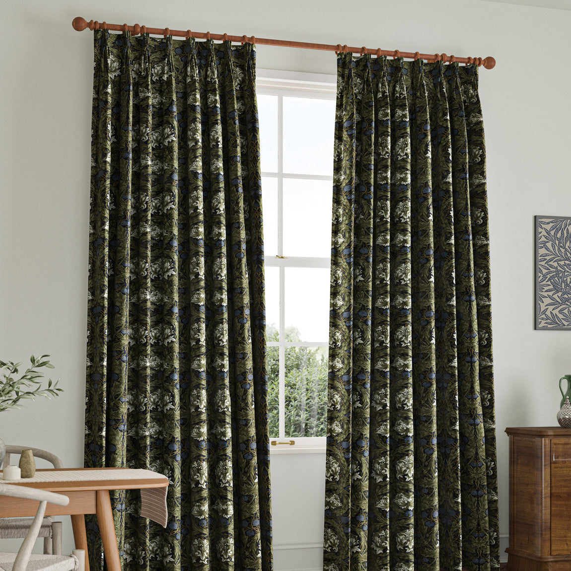 William Morris African Marigold Velvet Made to Measure Curtain Cornflower