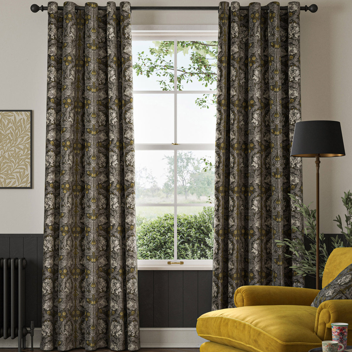 William Morris At Home African Marigold Velvet Made to Measure Curtain Iron