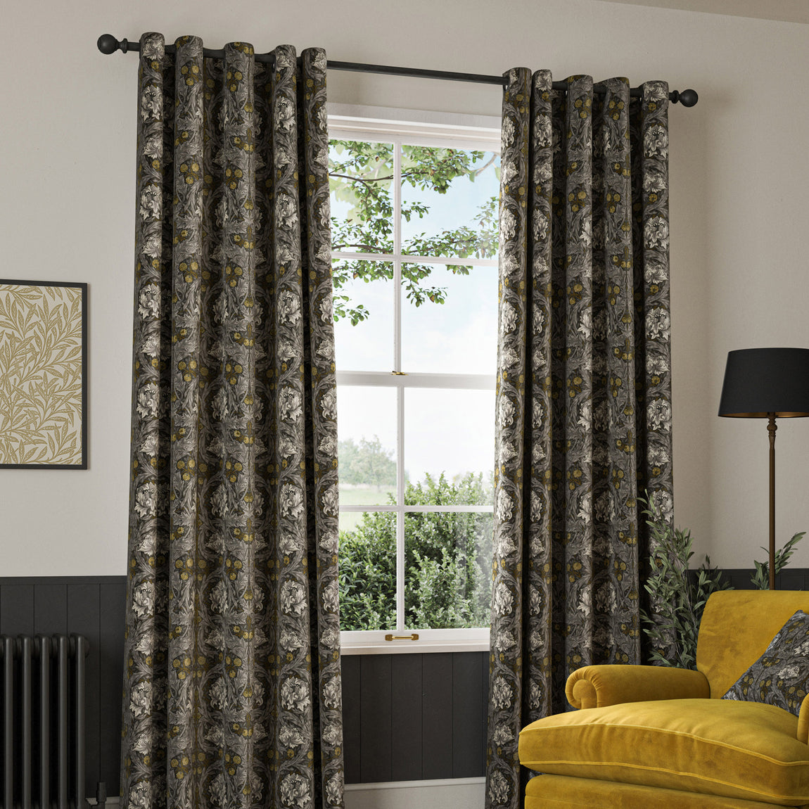 William Morris African Marigold Velvet Made to Measure Curtain Iron