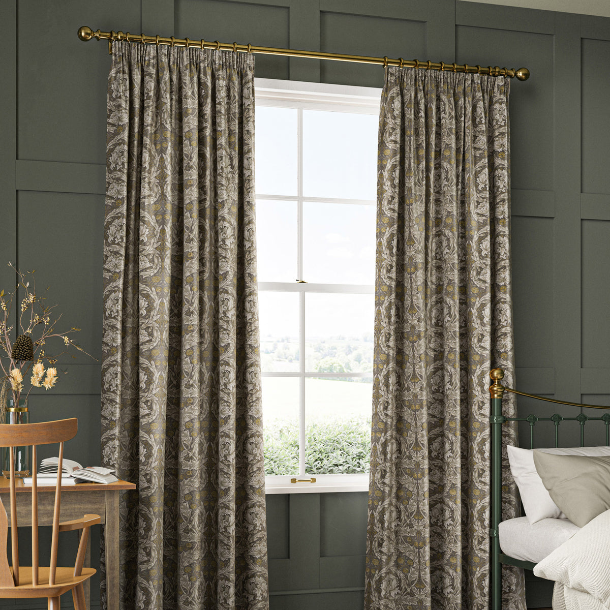 William Morris African Marigold Velvet Made to Measure Curtain Limestone