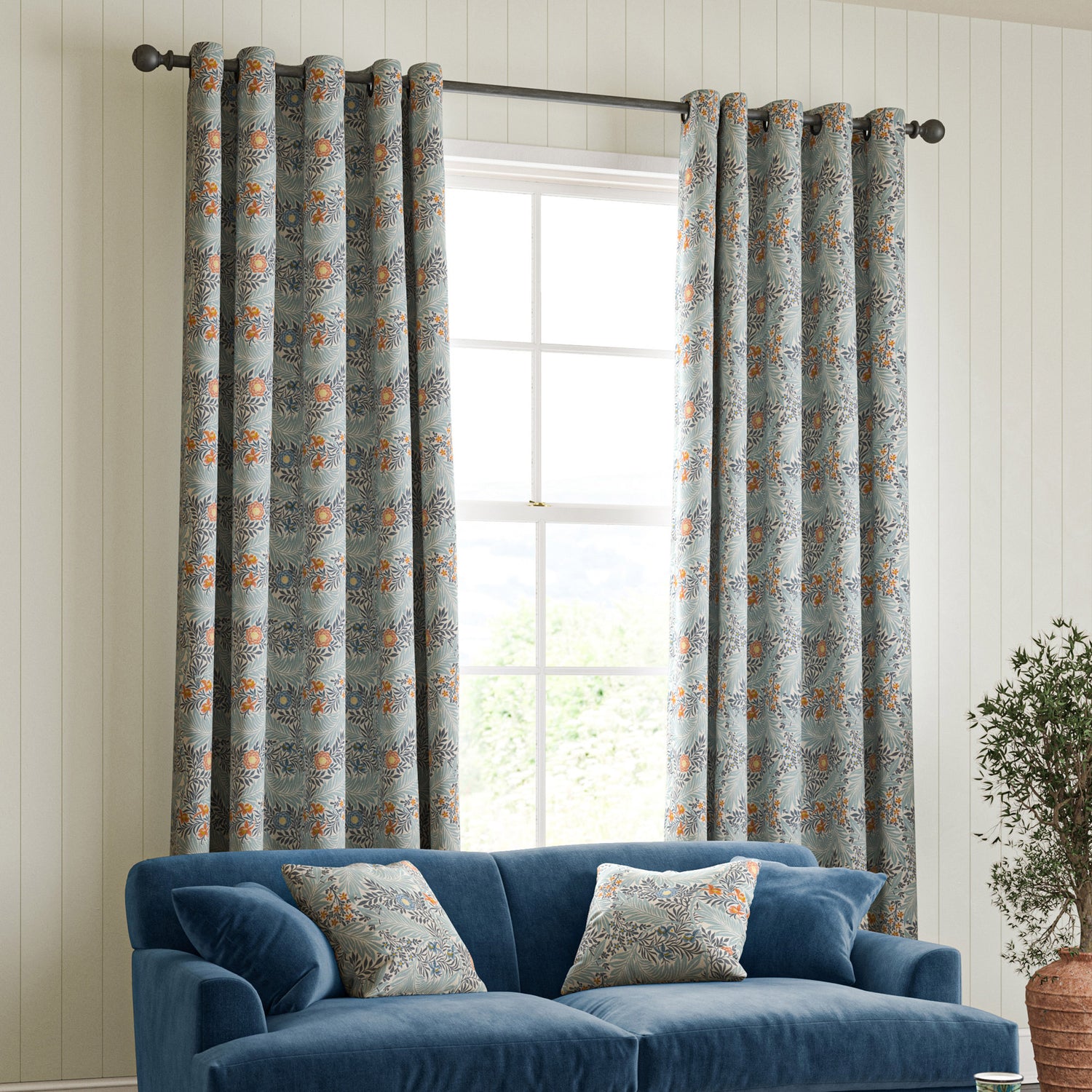 William Morris Larkspur Made to Measure Curtain Woad