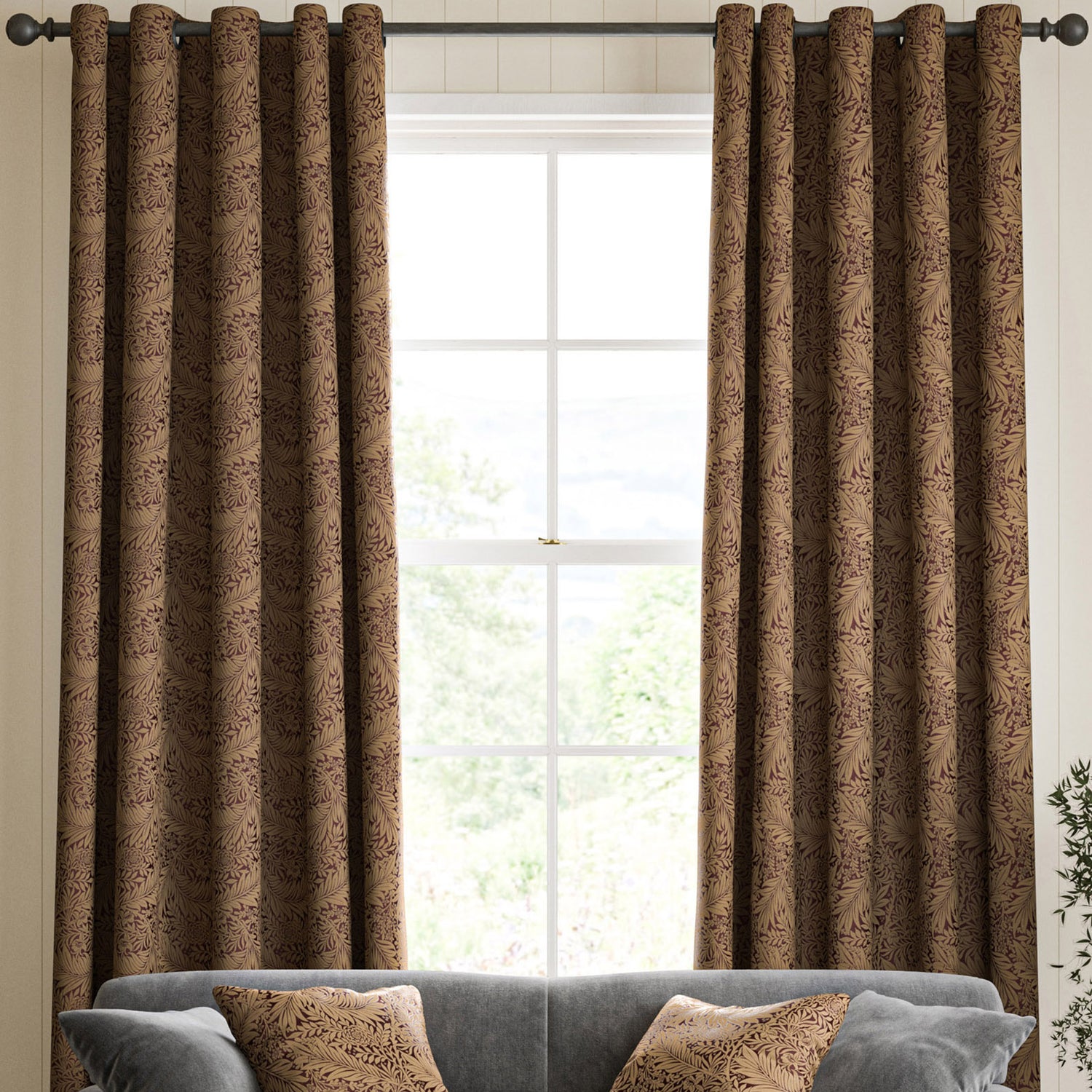 William Morris Larkspur Woven Made to Measure Curtain Berry