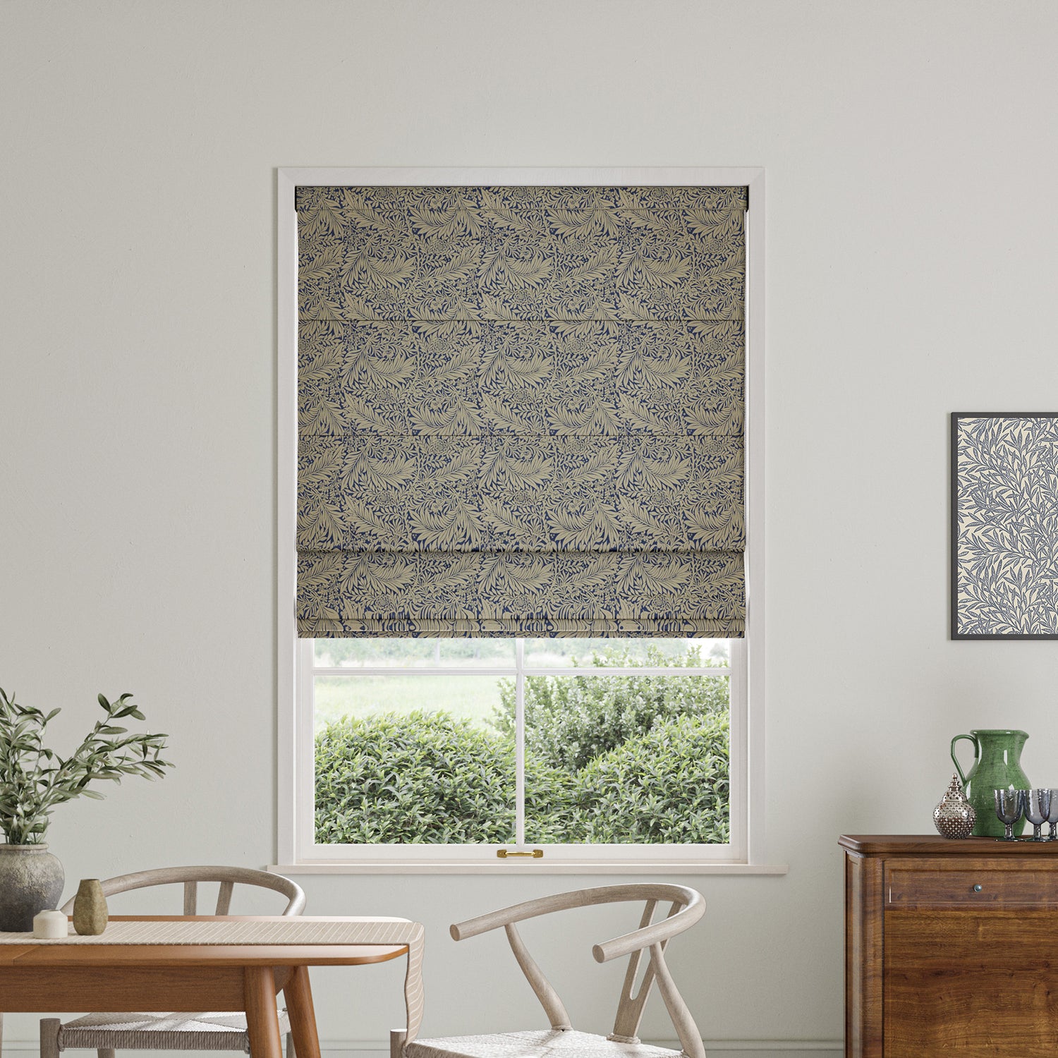 William Morris Larkspur Woven Made to Measure Roman Blind Indigo