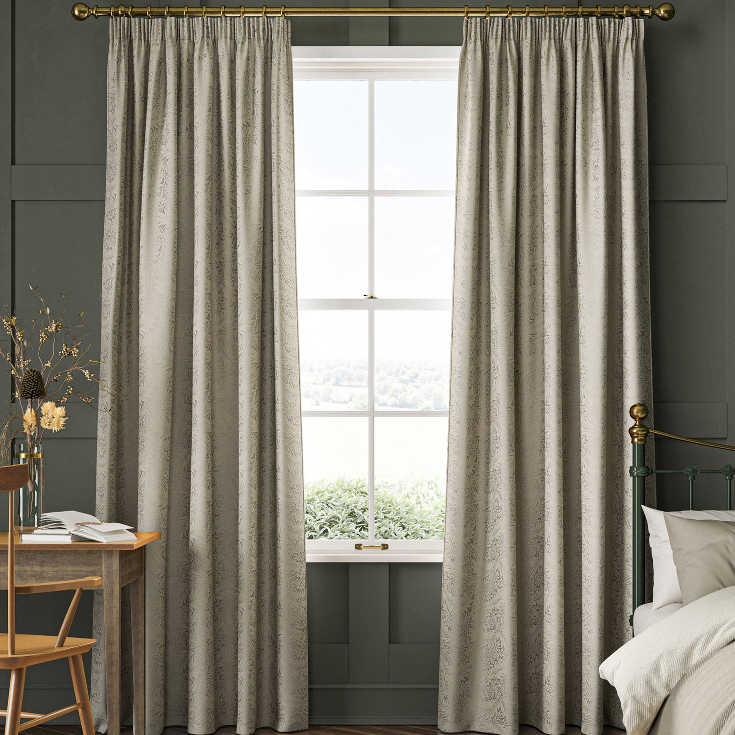 William Morris Larkspur Woven Made to Measure Curtain Limestone