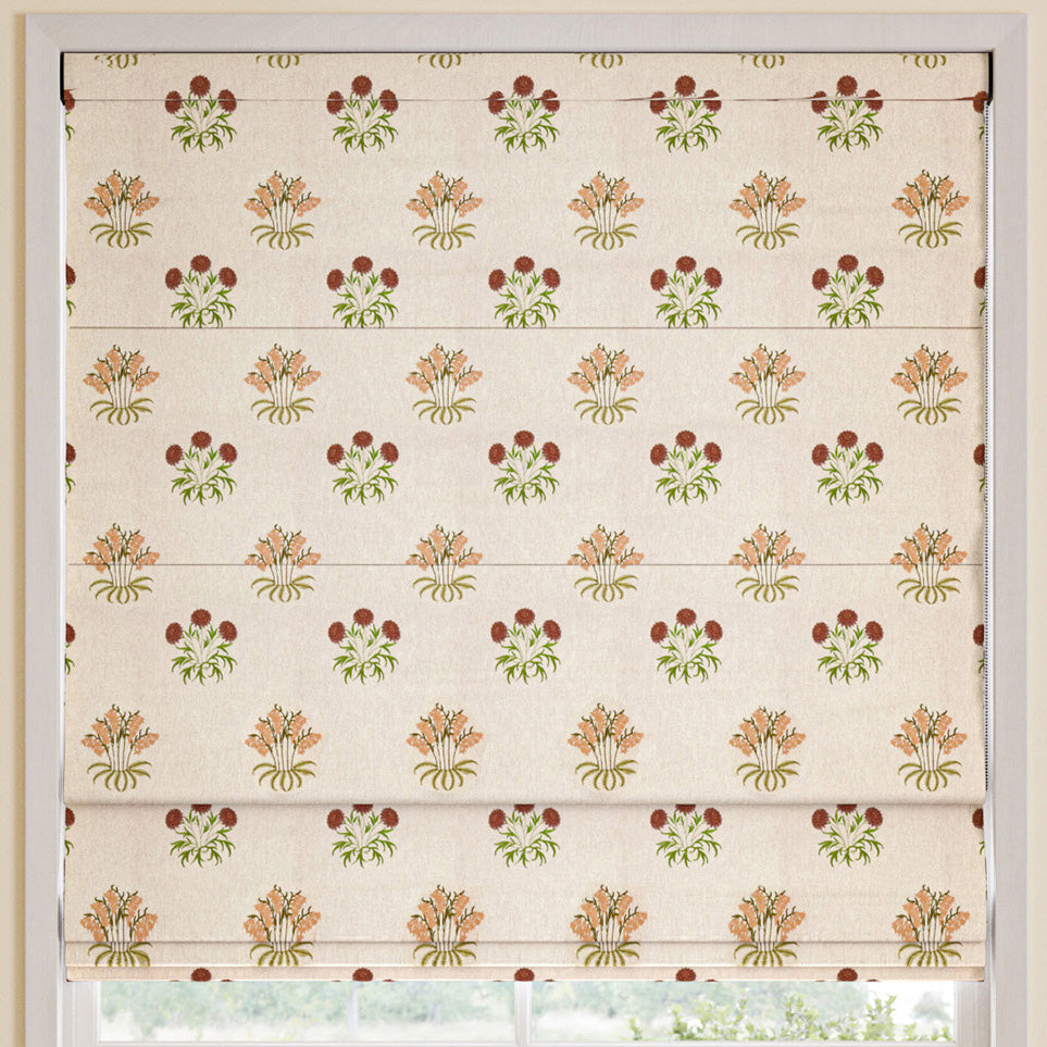 William Morris Lily Flower Embroidery Made to Measure Roman Blind Madder