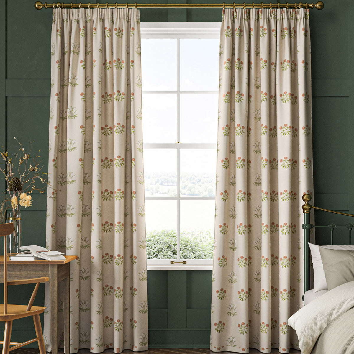 William Morris Lily Flower Embroidery Made to Measure Curtain Nettle