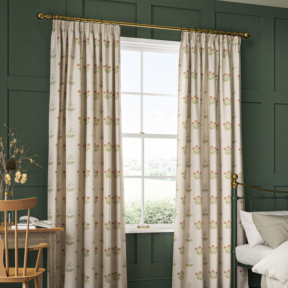 William Morris Lily Flower Embroidery Made to Measure Curtain Nettle