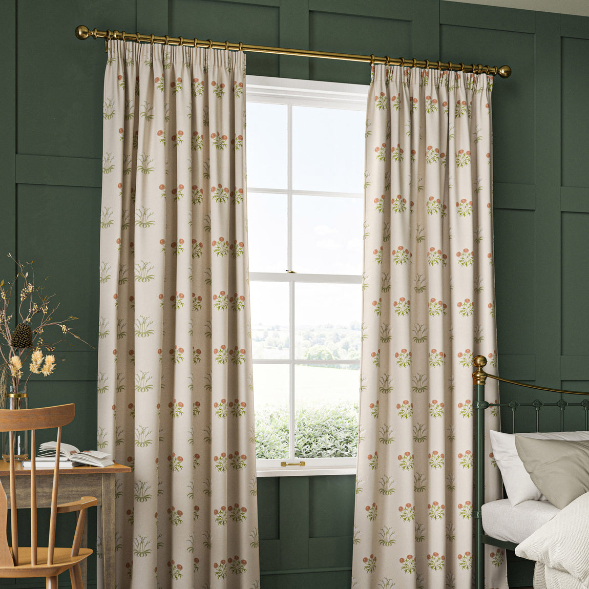 William Morris Lily Flower Embroidery Made to Measure Curtain Nettle