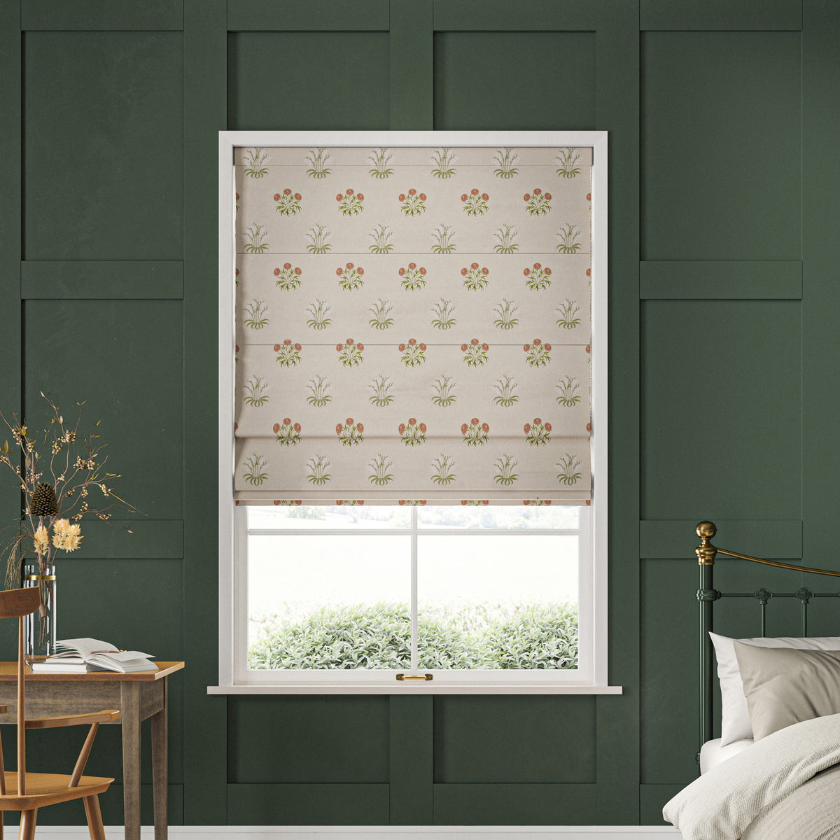 William Morris At Home Lily Flower Embroidery Made to Measure Roman Blind Nettle