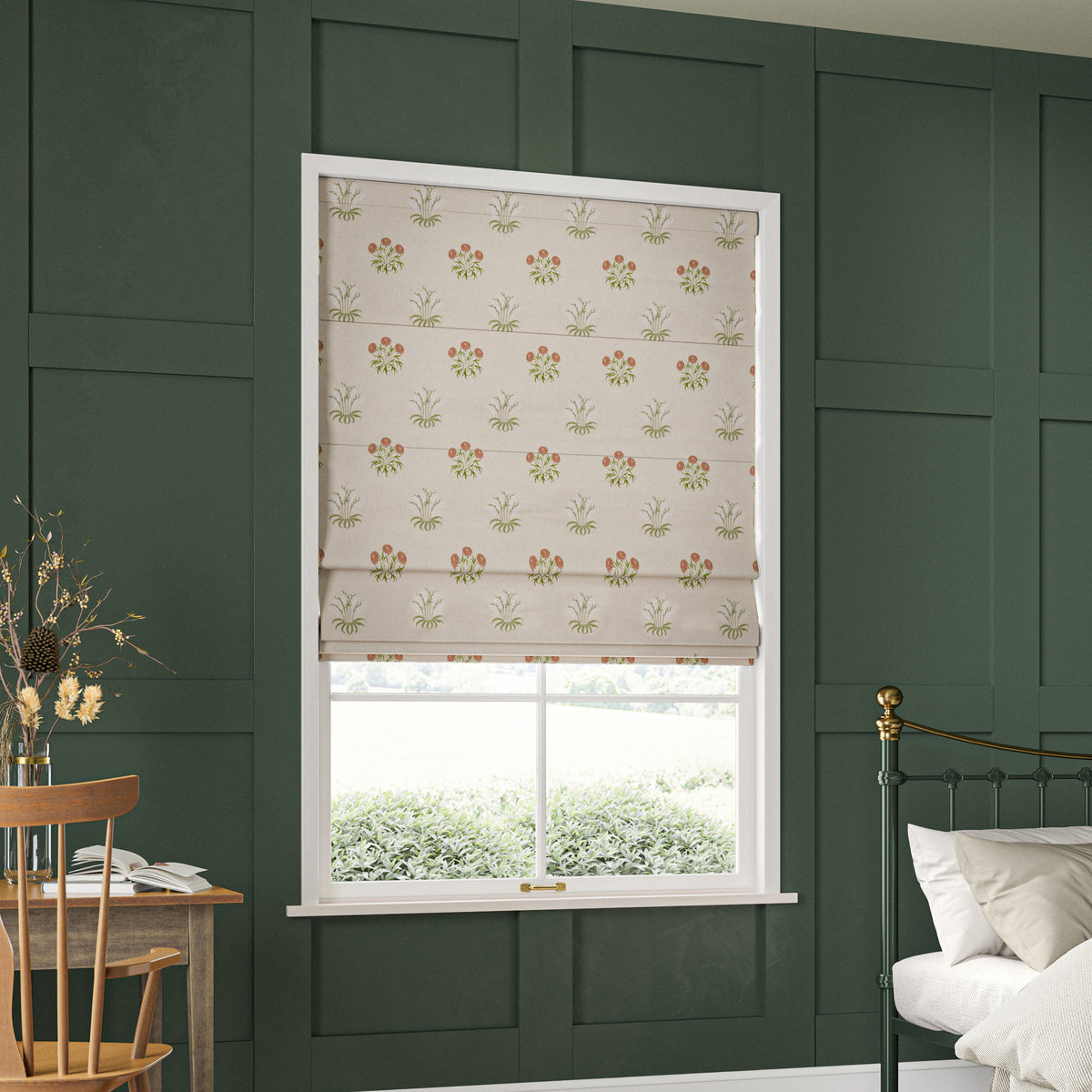 William Morris At Home Lily Flower Embroidery Made to Measure Roman Blind Nettle