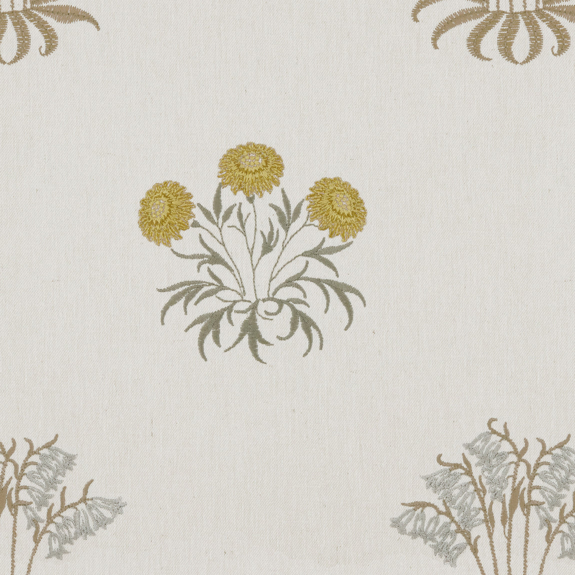 William Morris Lily Flower Embroidery Made to Measure Curtain Ochre