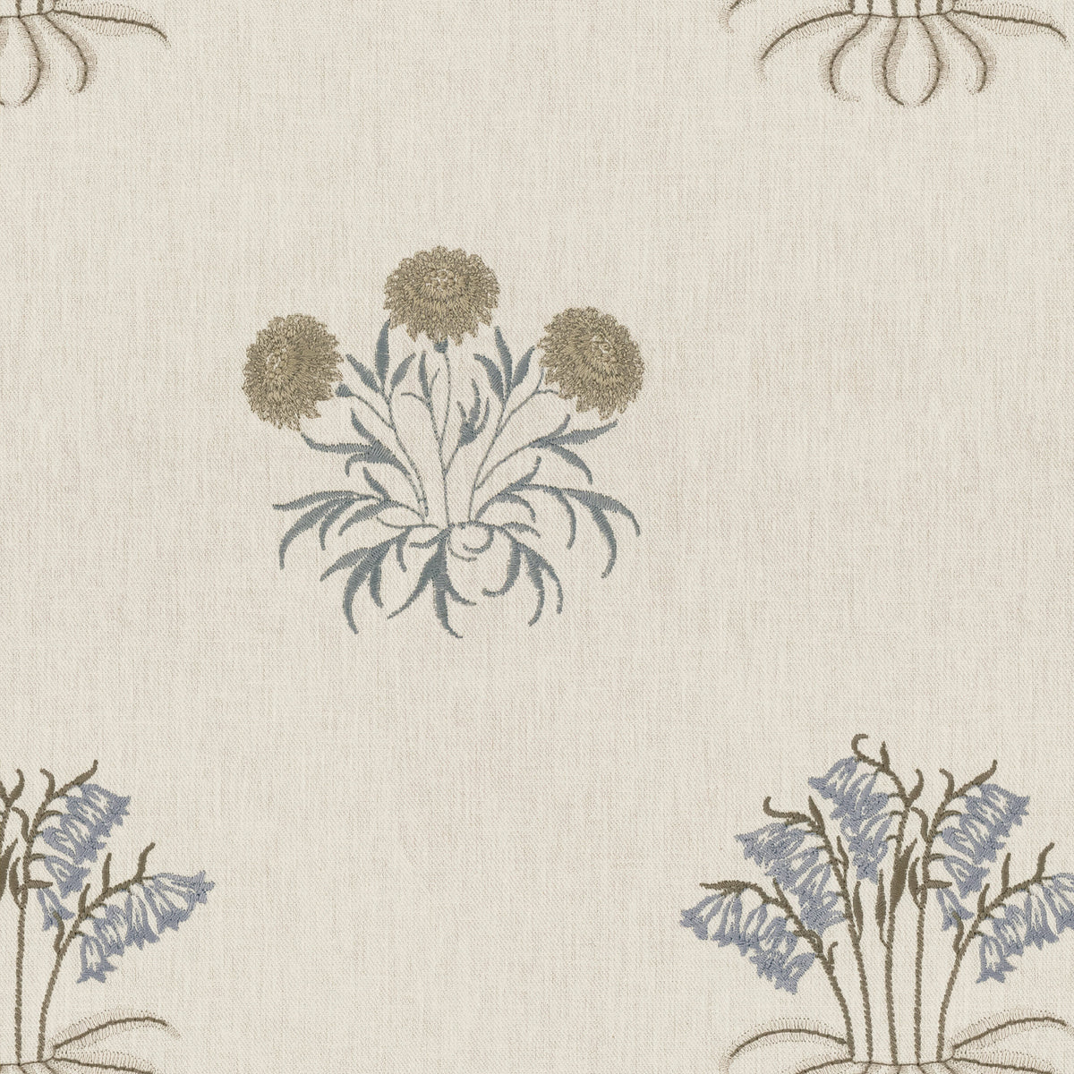 William Morris Lily Flower Embroidery Made to Measure Roman Blind Woad