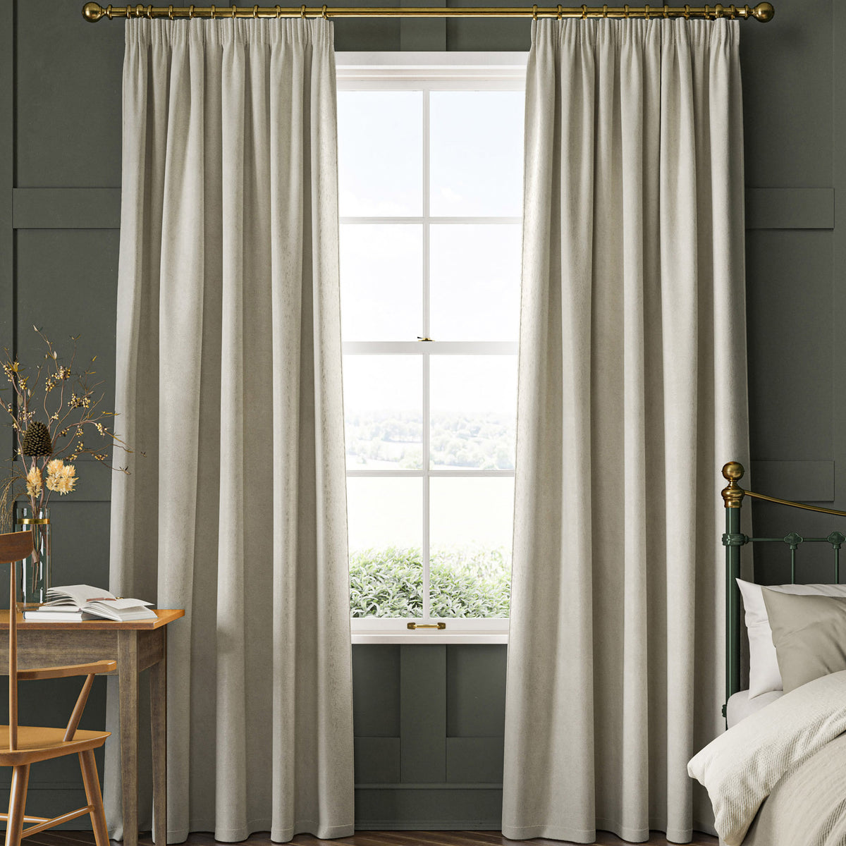 William Morris Lodden Embroidery Made to Measure Curtain Chalk
