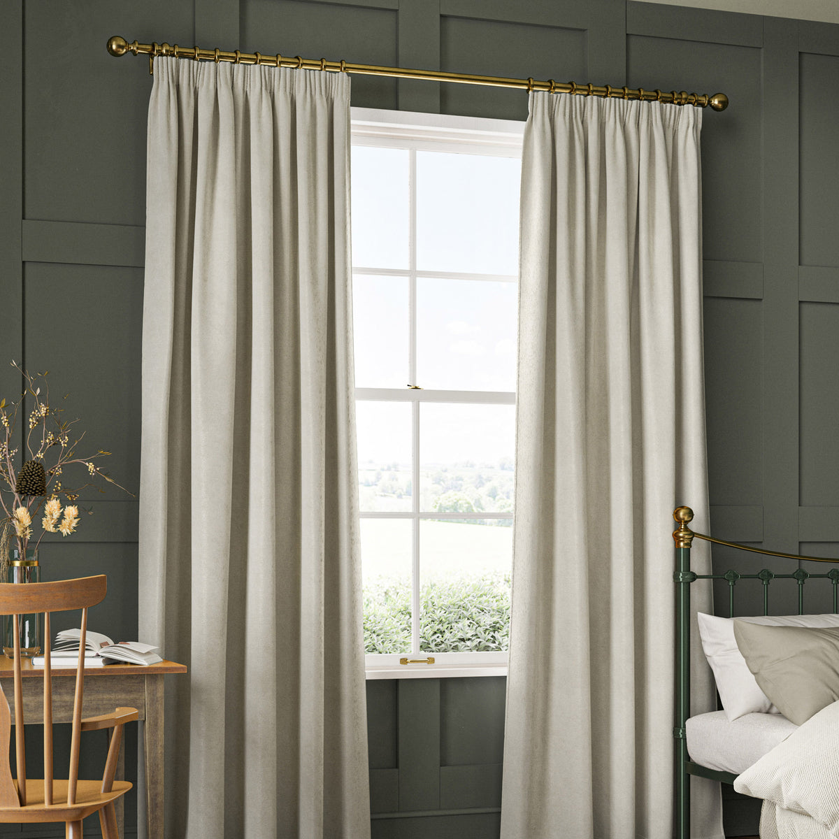 William Morris Lodden Embroidery Made to Measure Curtain Chalk