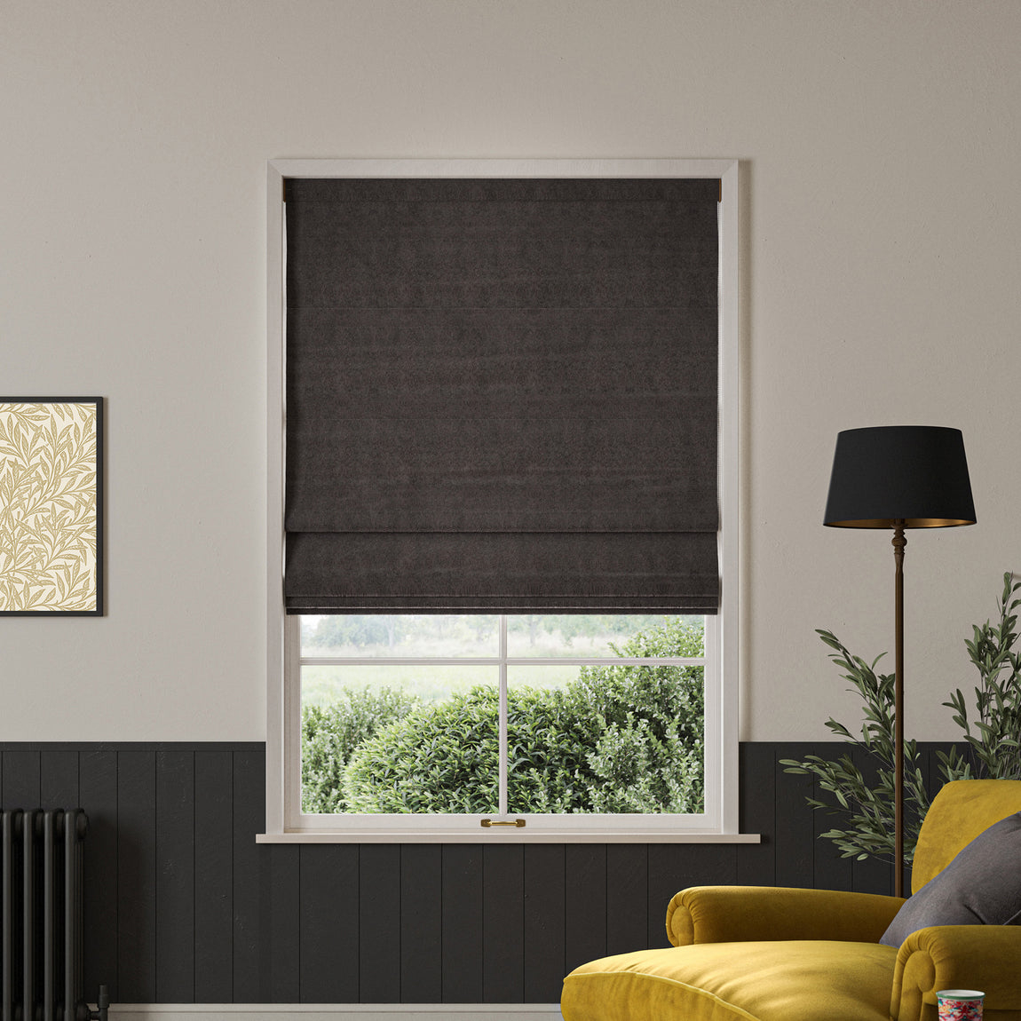 William Morris Lodden Embroidery Made to Measure Roman Blind Iron