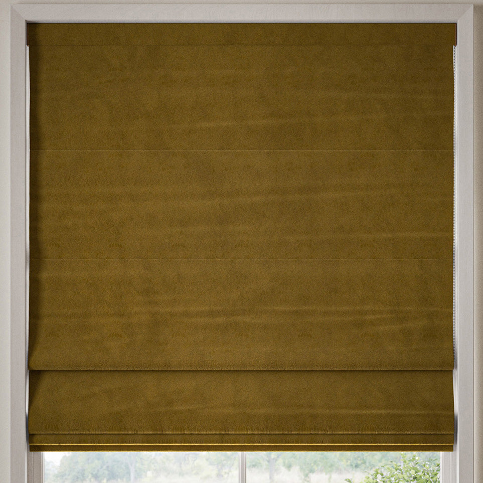 William Morris Lodden Embroidery Made to Measure Roman Blind Ochre
