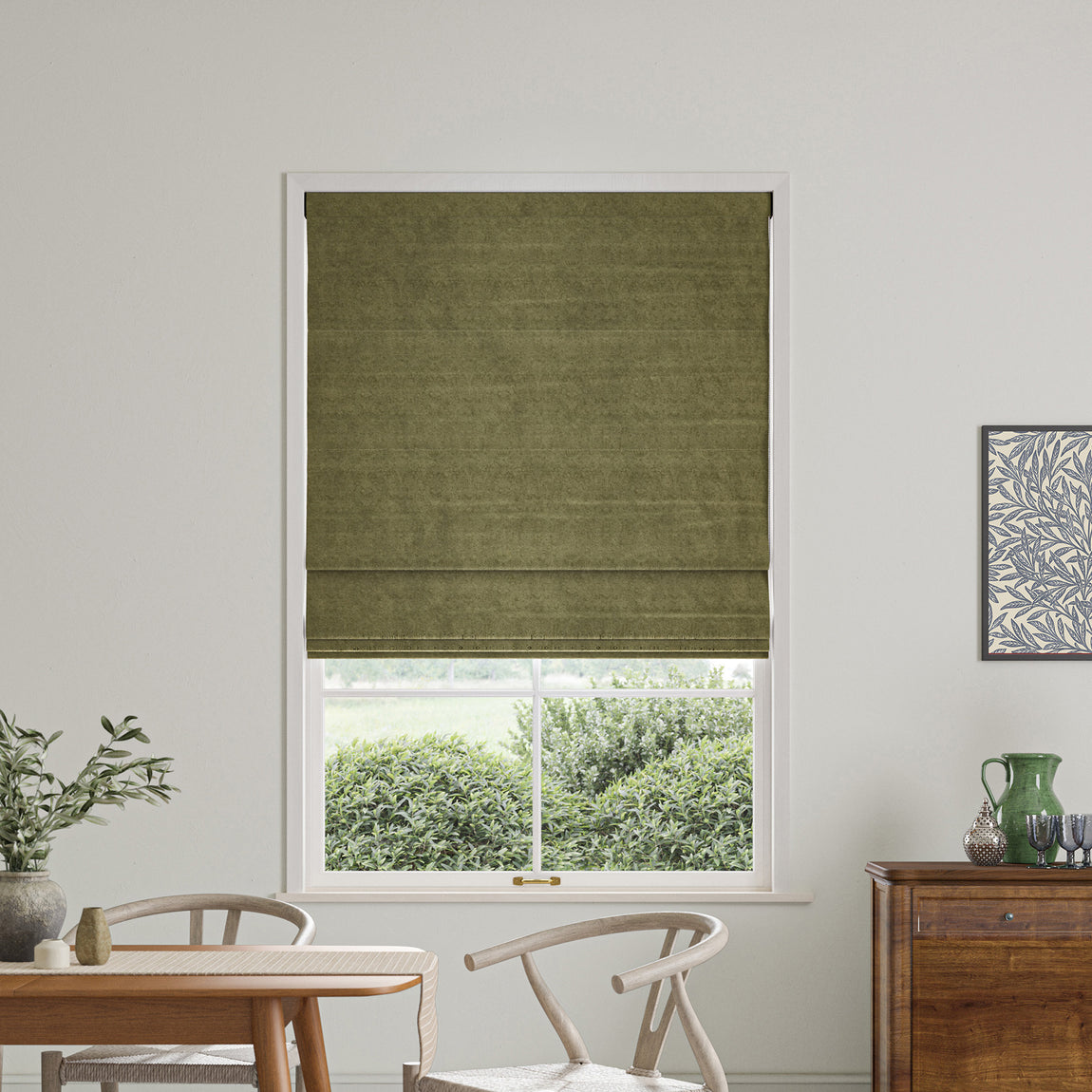 William Morris Lodden Embroidery Made to Measure Roman Blind Sage