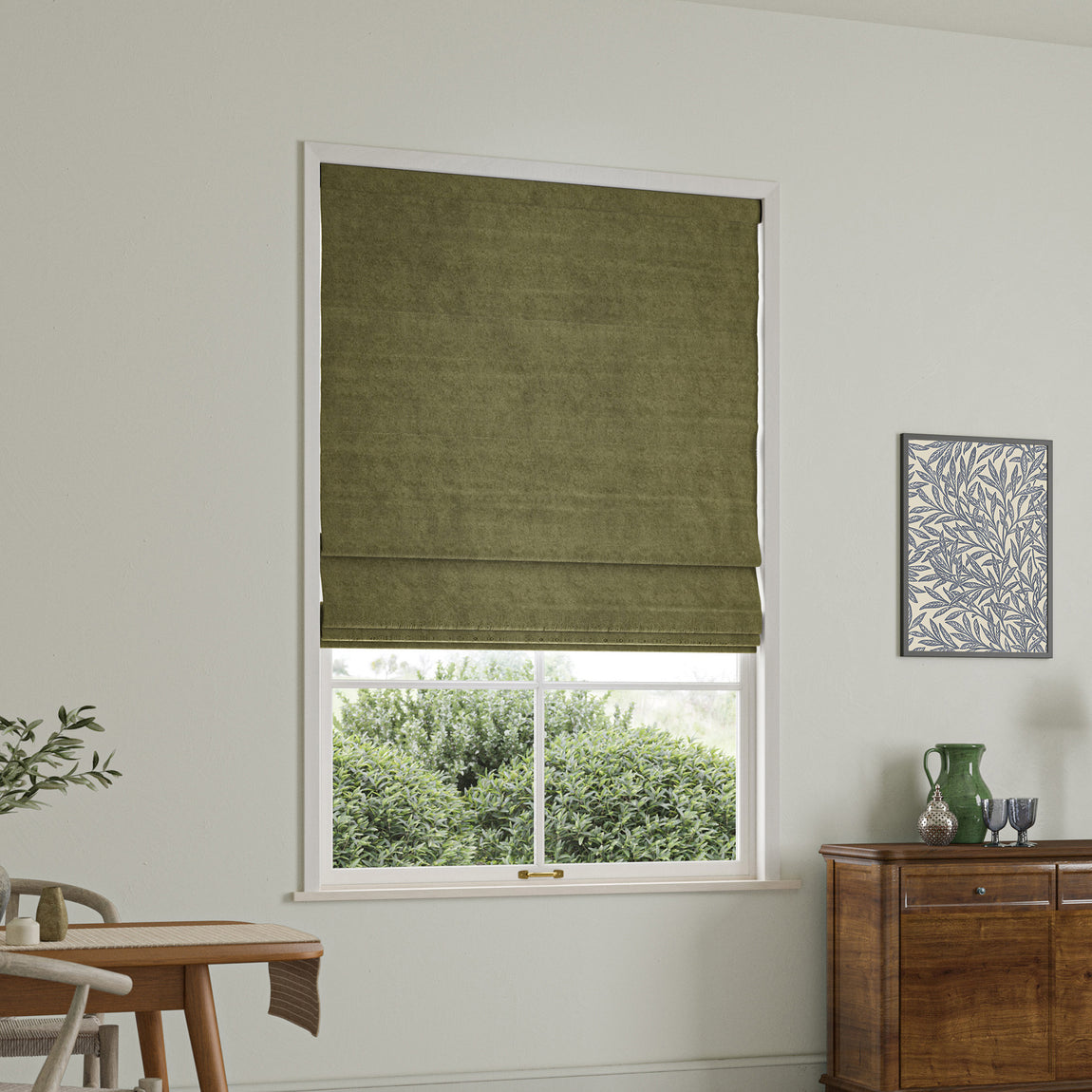 William Morris Lodden Embroidery Made to Measure Roman Blind Sage