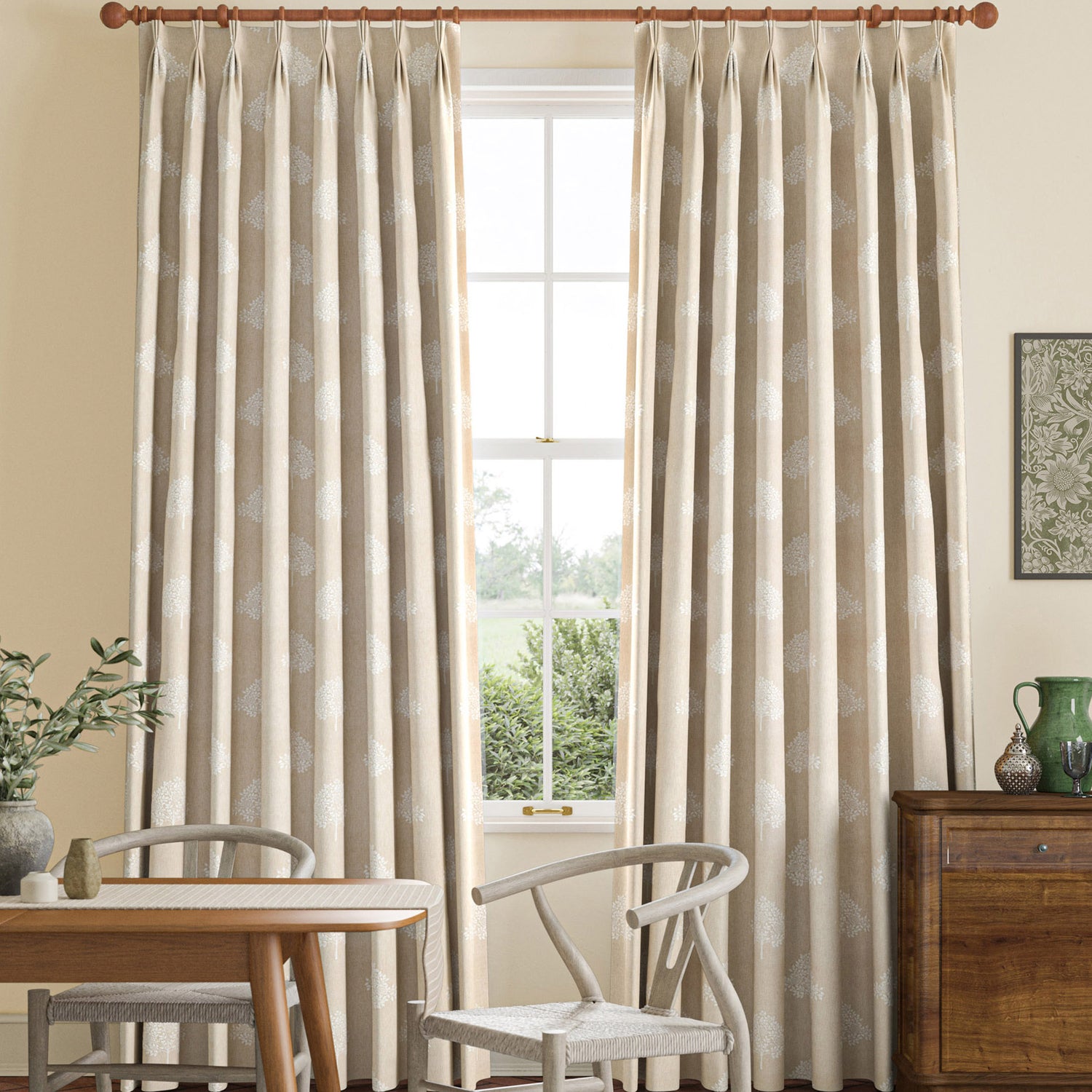 William Morris Marigold Tree Embroidery Made to Measure Curtain Chalk
