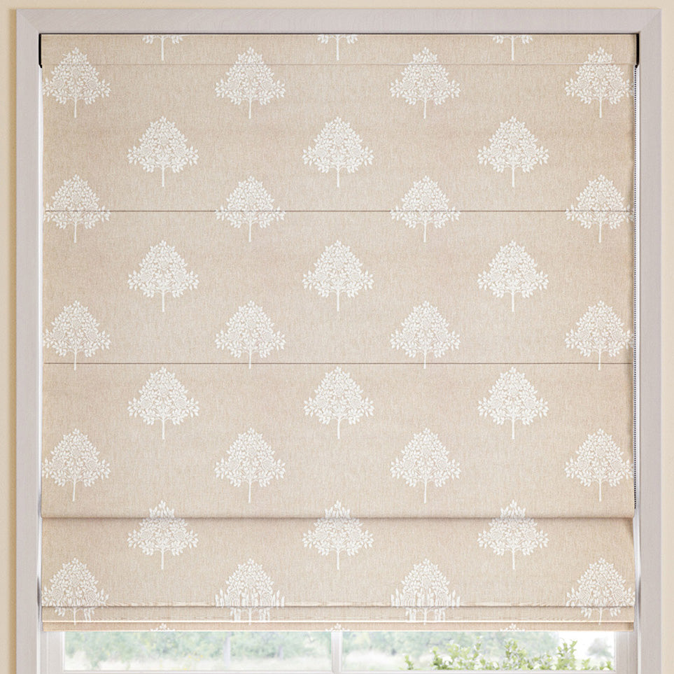 William Morris Marigold Tree Embroidery Made to Measure Roman Blind Chalk