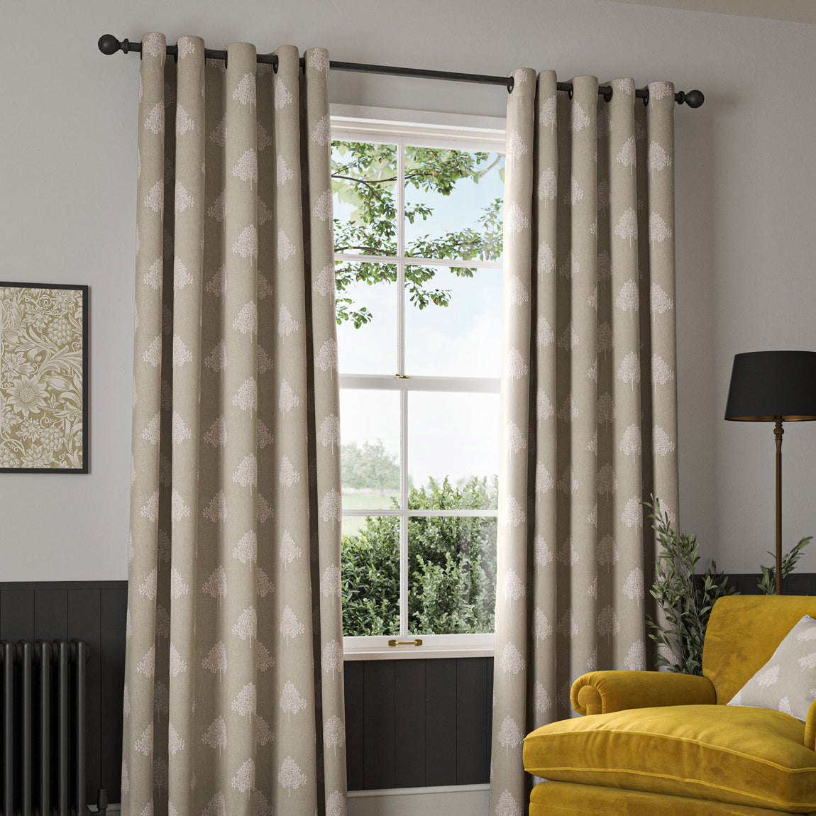 William Morris Marigold Tree Embroidery Made to Measure Curtain Linen