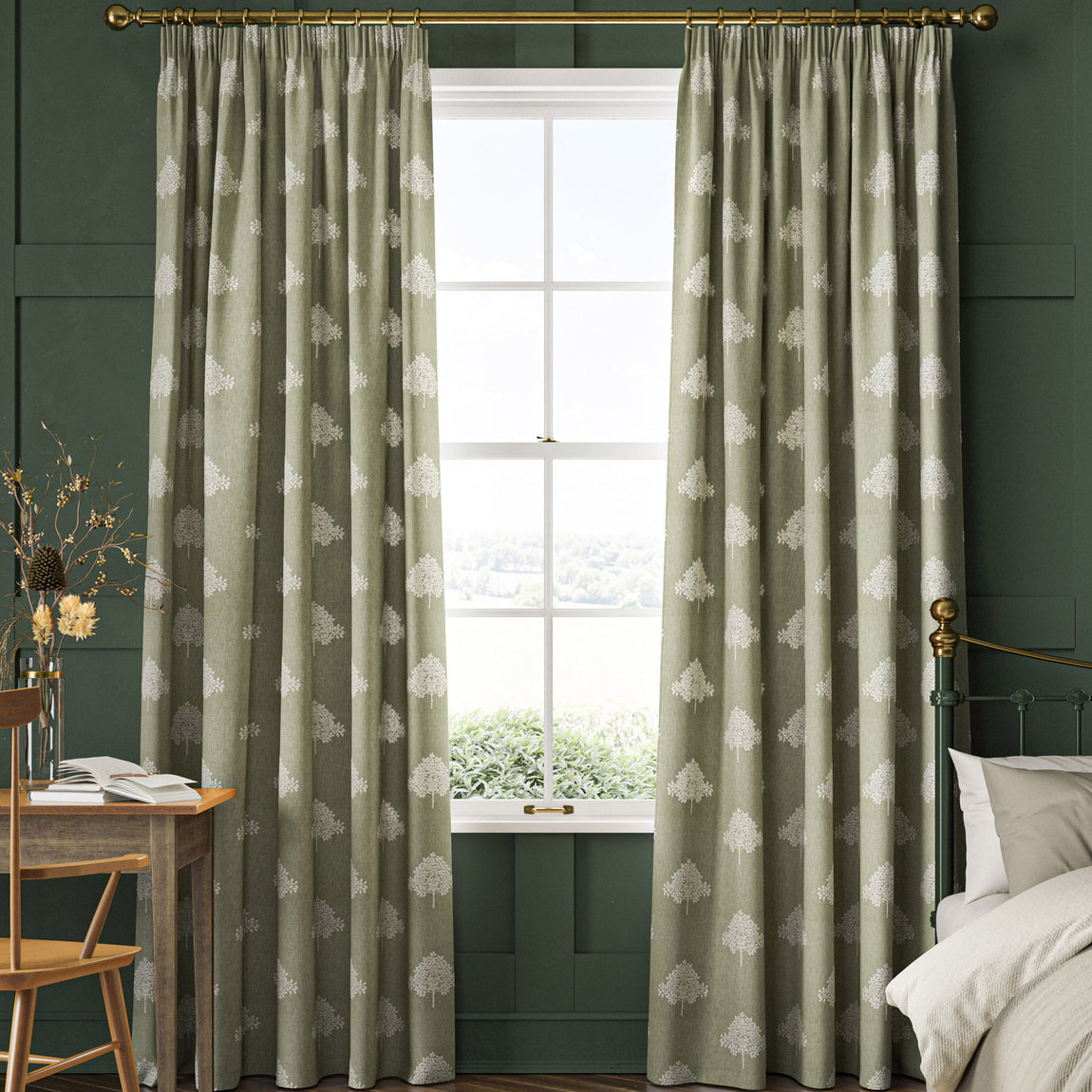 William Morris Marigold Tree Embroidery Made to Measure Curtain Nettle