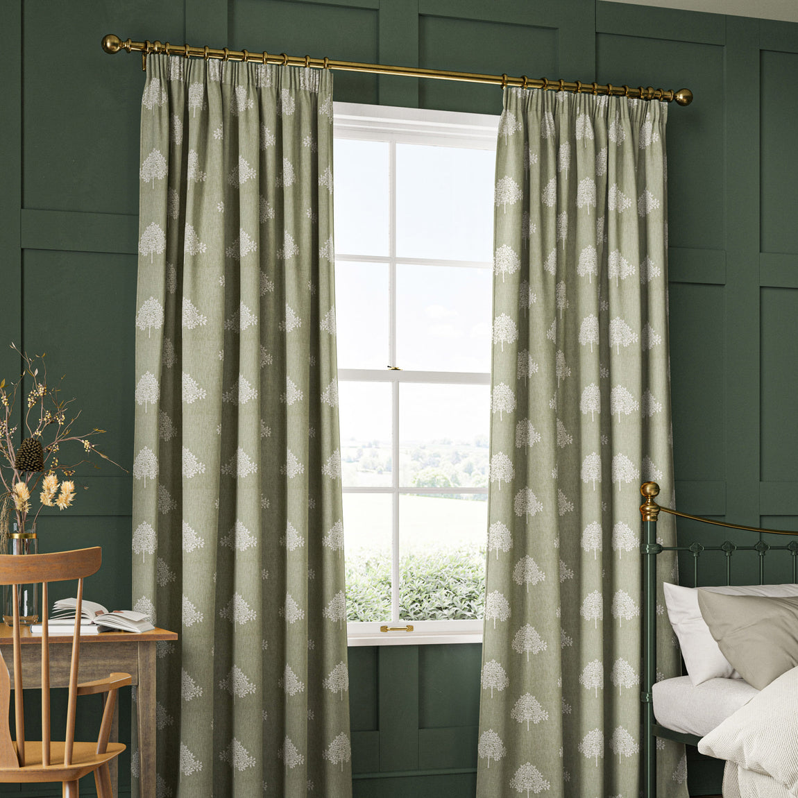 William Morris Marigold Tree Embroidery Made to Measure Curtain Nettle