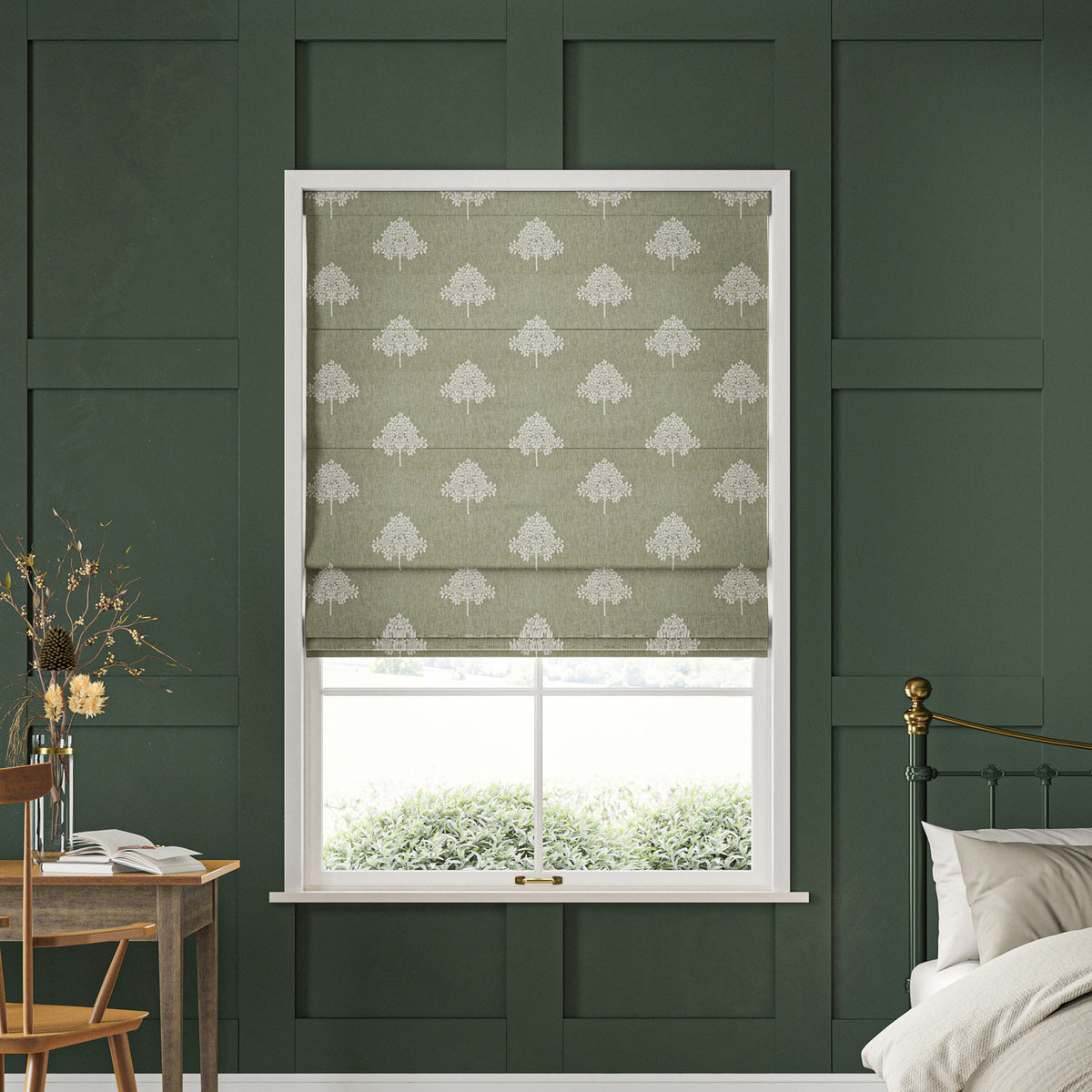 William Morris Marigold Tree Embroidery Made to Measure Roman Blind Nettle