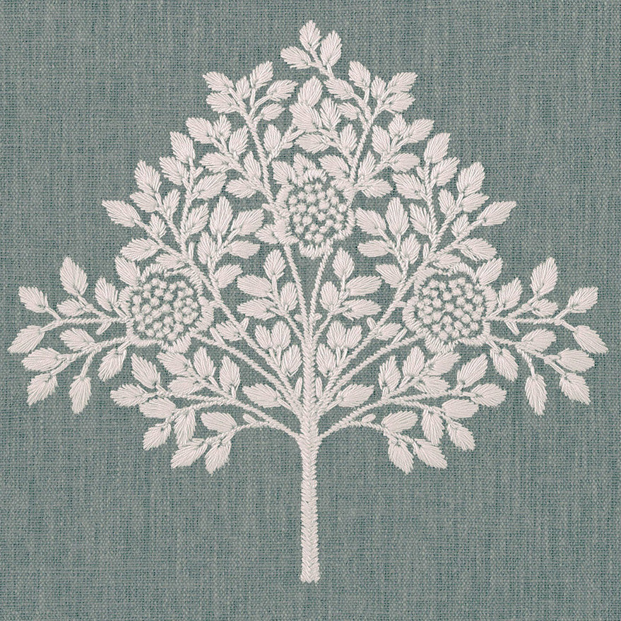 William Morris Marigold Tree Embroidery Made to Measure Roman Blind Woad