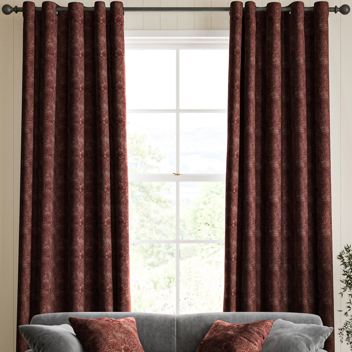 William Morris Marigold Velvet Made to Measure Curtain Berry