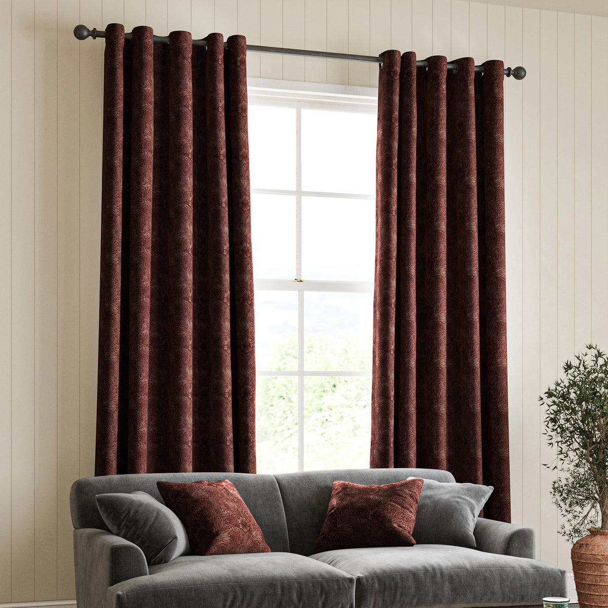William Morris Marigold Velvet Made to Measure Curtain Berry