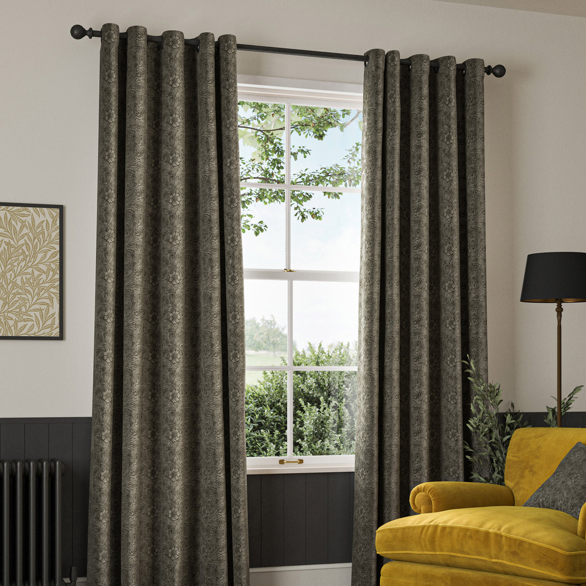 William Morris Marigold Velvet Made to Measure Curtain Iron