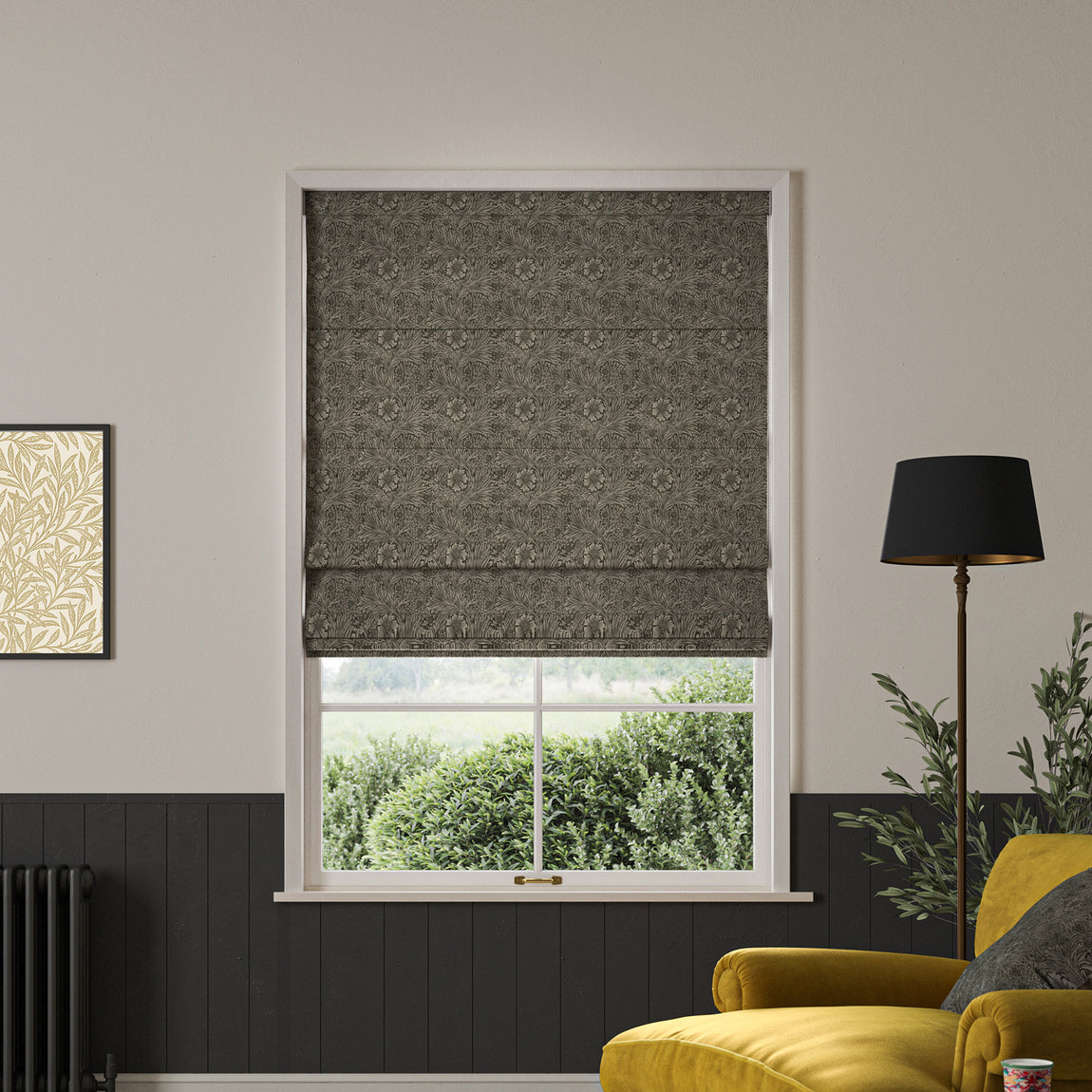 William Morris Marigold Velvet Made to Measure Roman Blind Iron