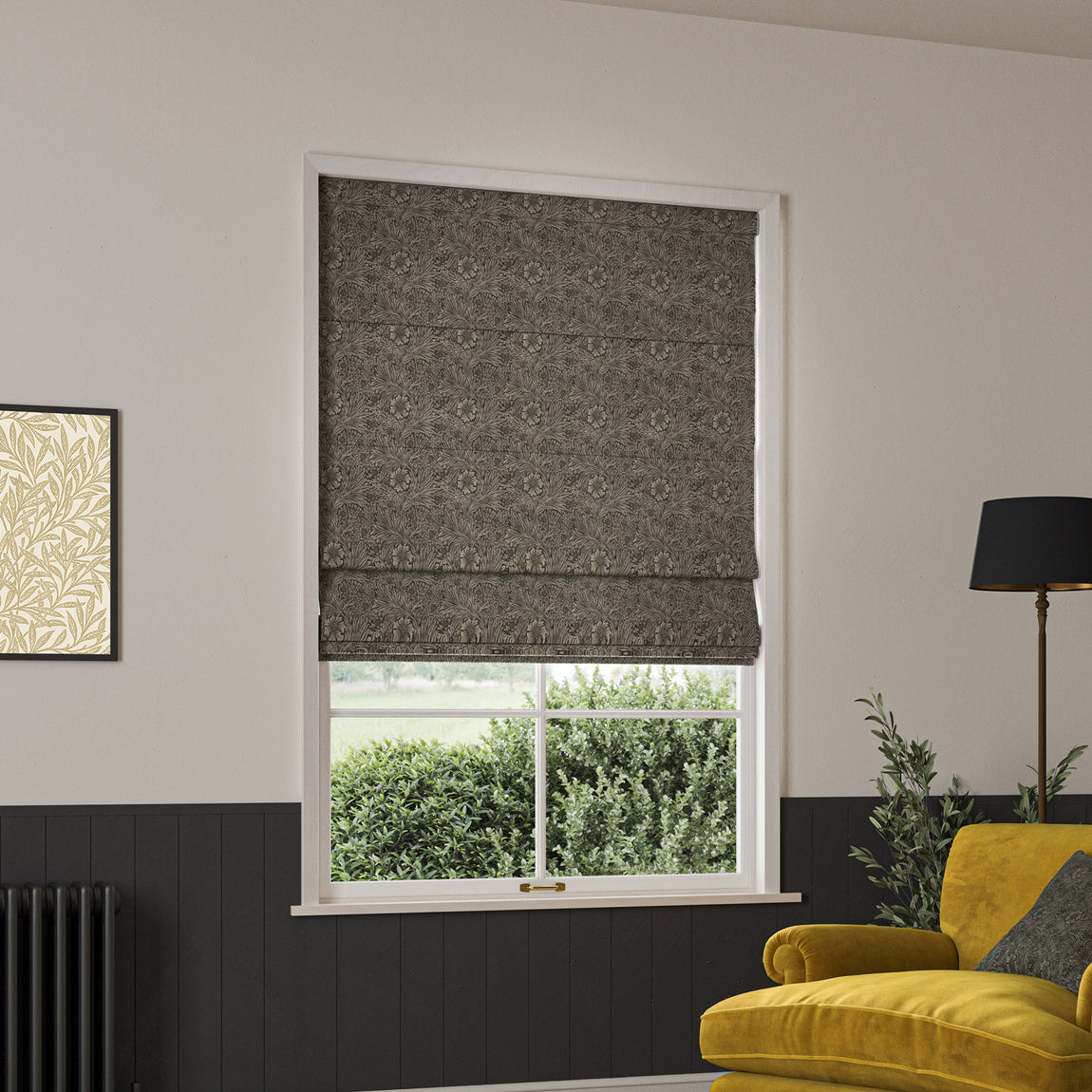 William Morris Marigold Velvet Made to Measure Roman Blind Iron