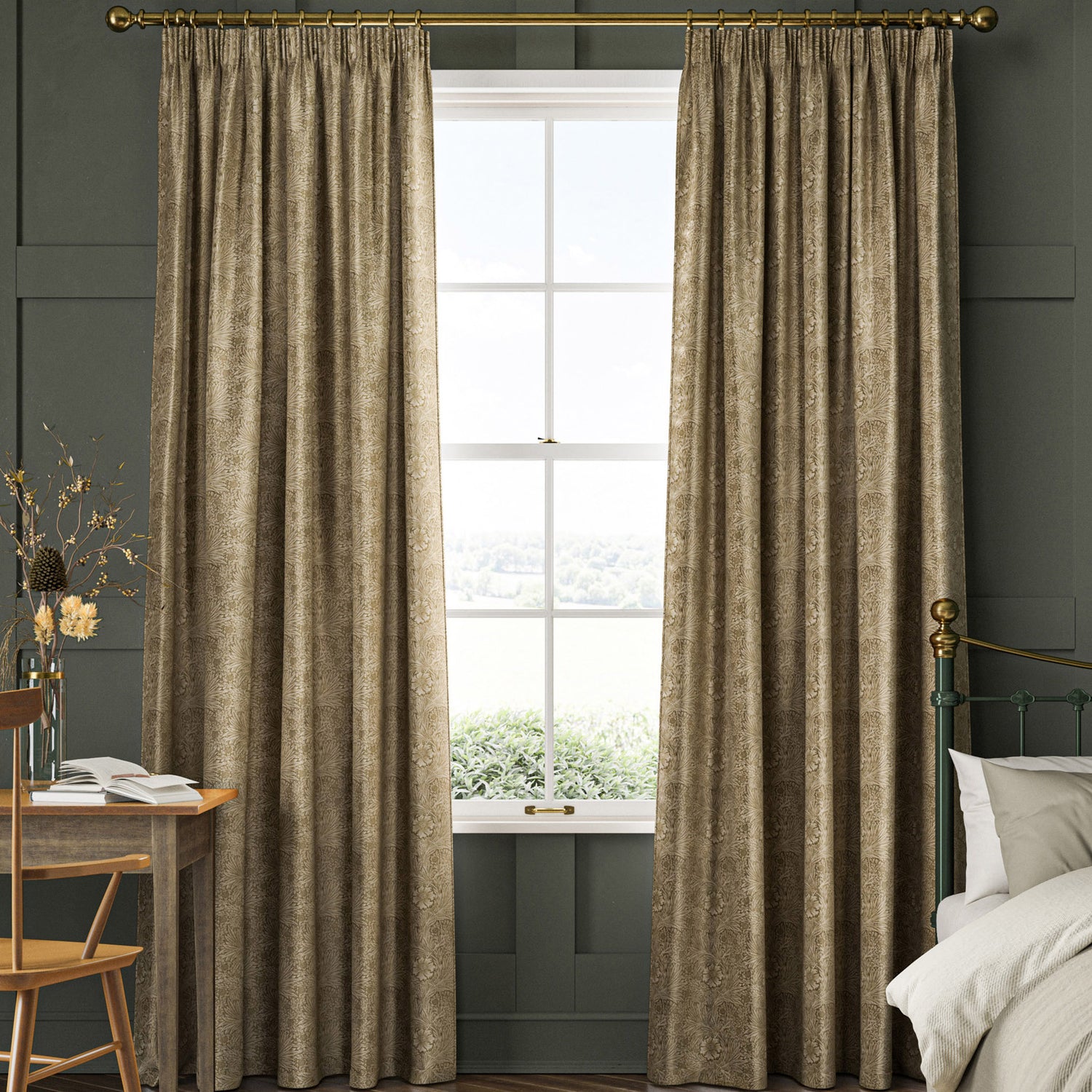 William Morris Marigold Velvet Made to Measure Curtain Jute