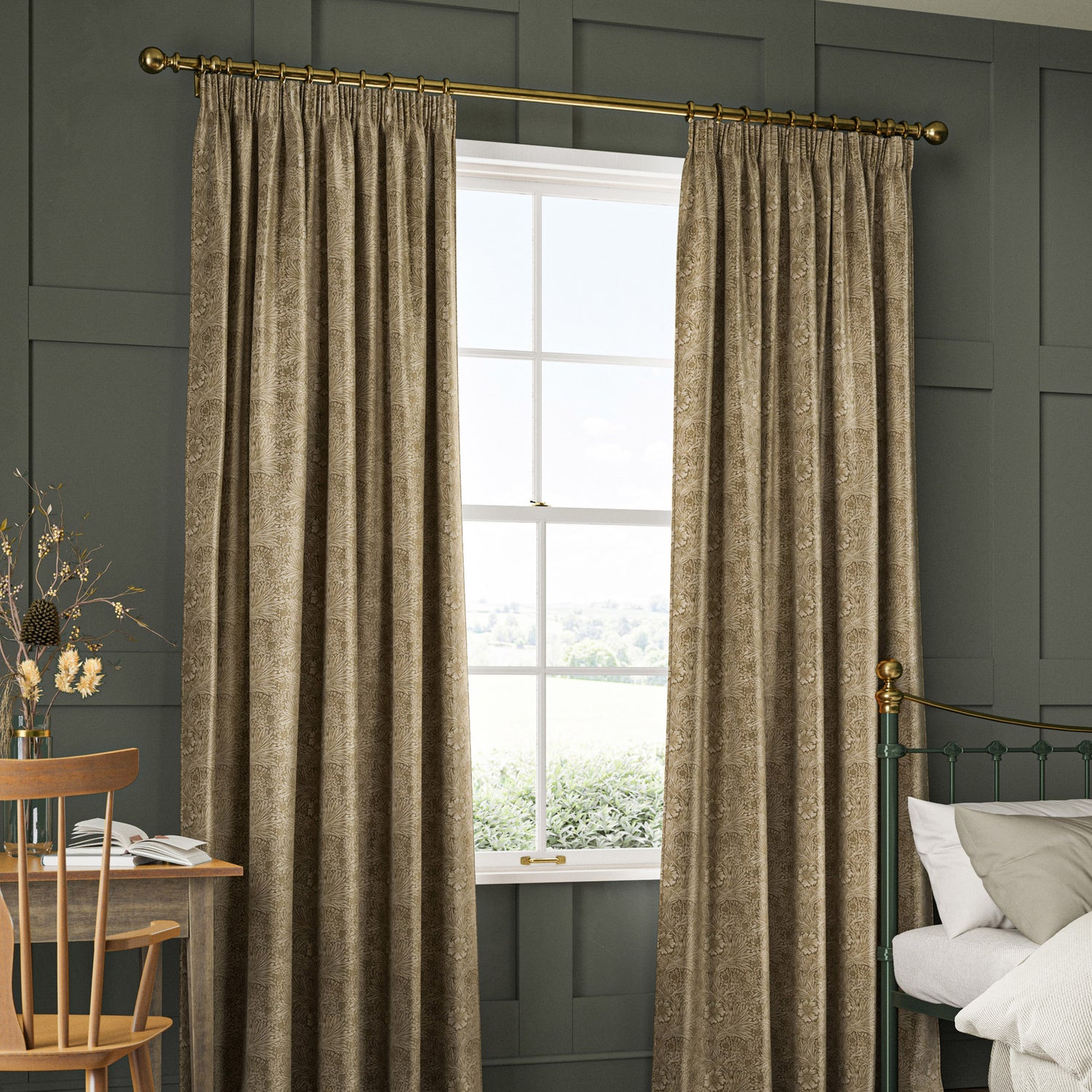 William Morris Marigold Velvet Made to Measure Curtain Jute