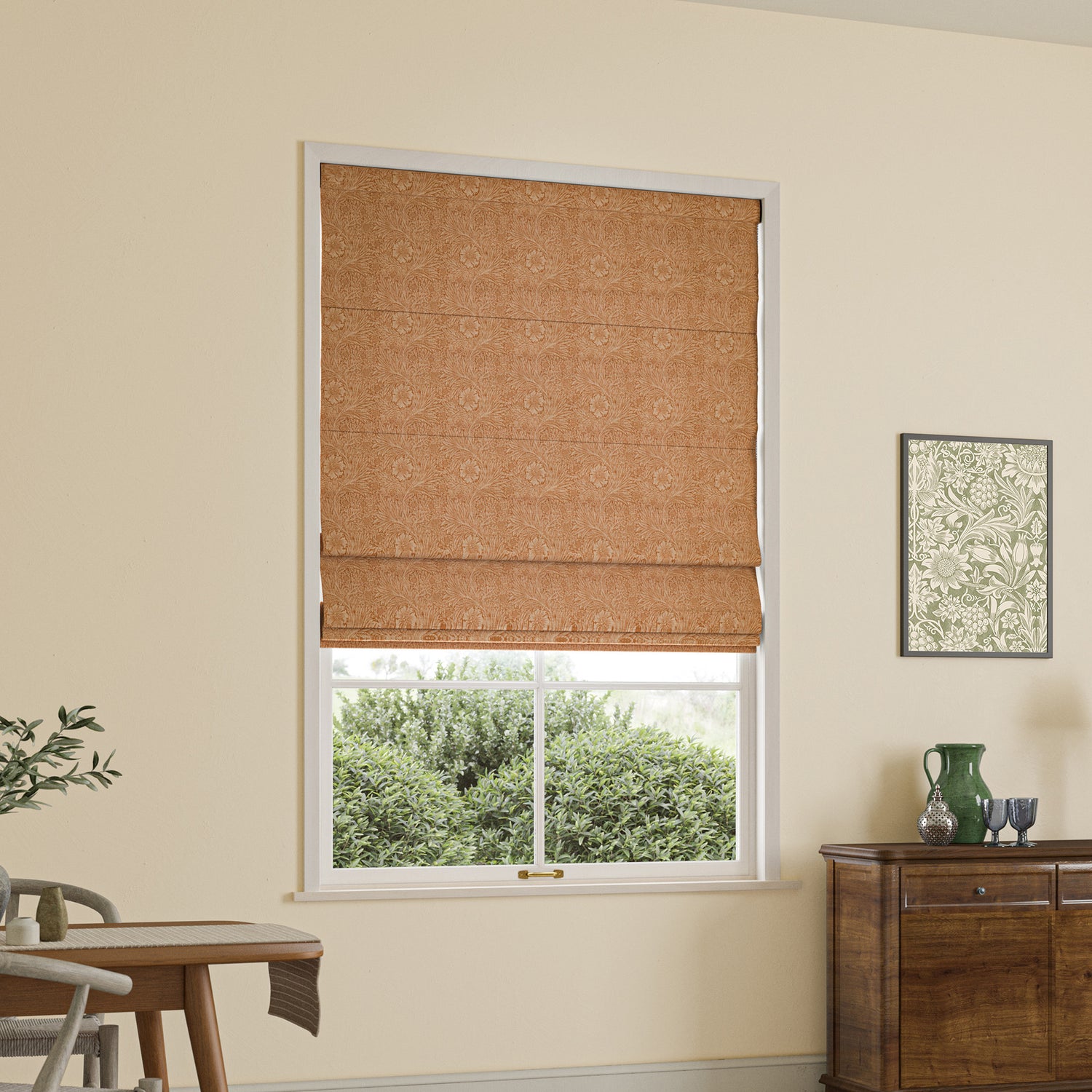 William Morris Marigold Woven Made to Measure Roman Blind Madder