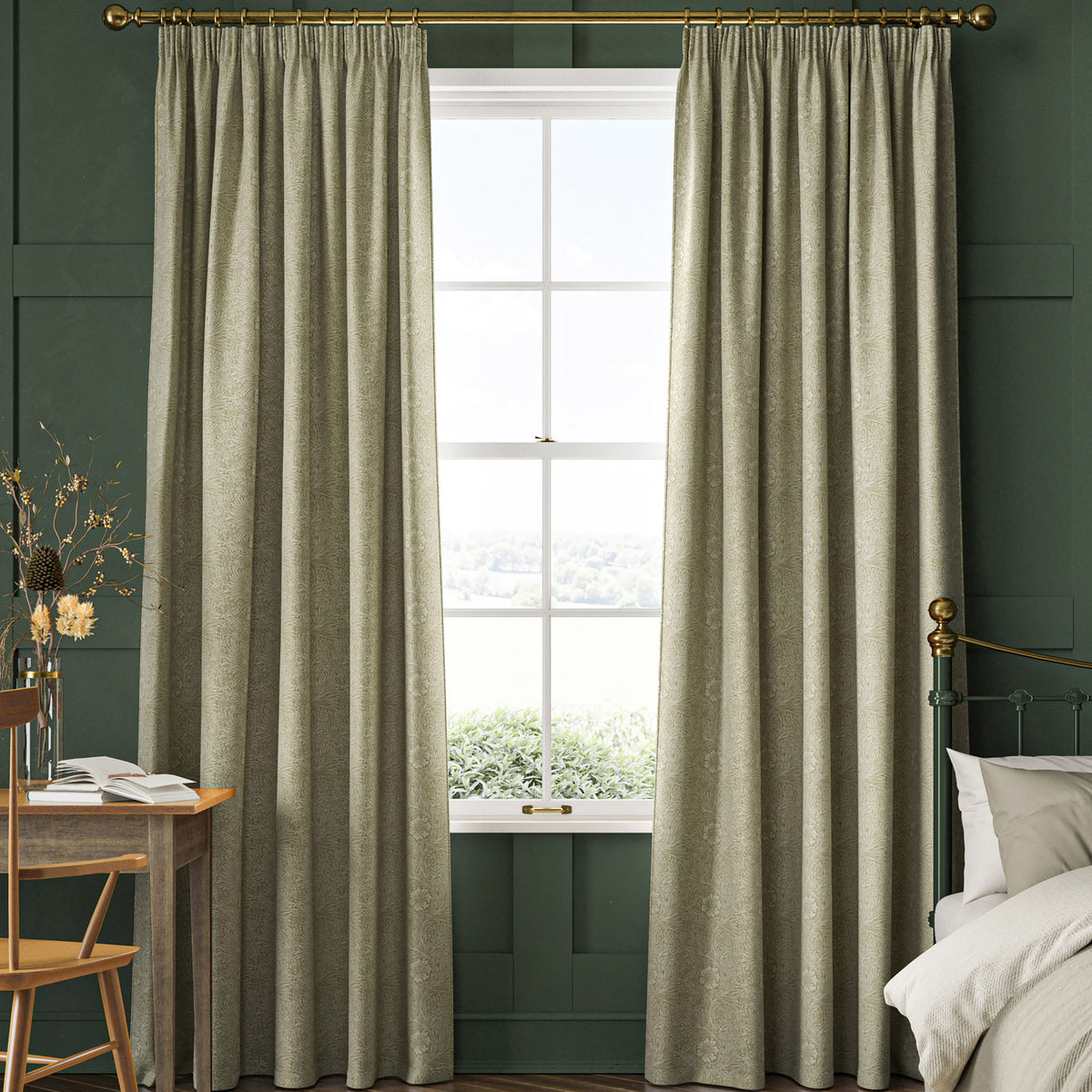 William Morris Marigold Woven Made to Measure Curtain Nettle