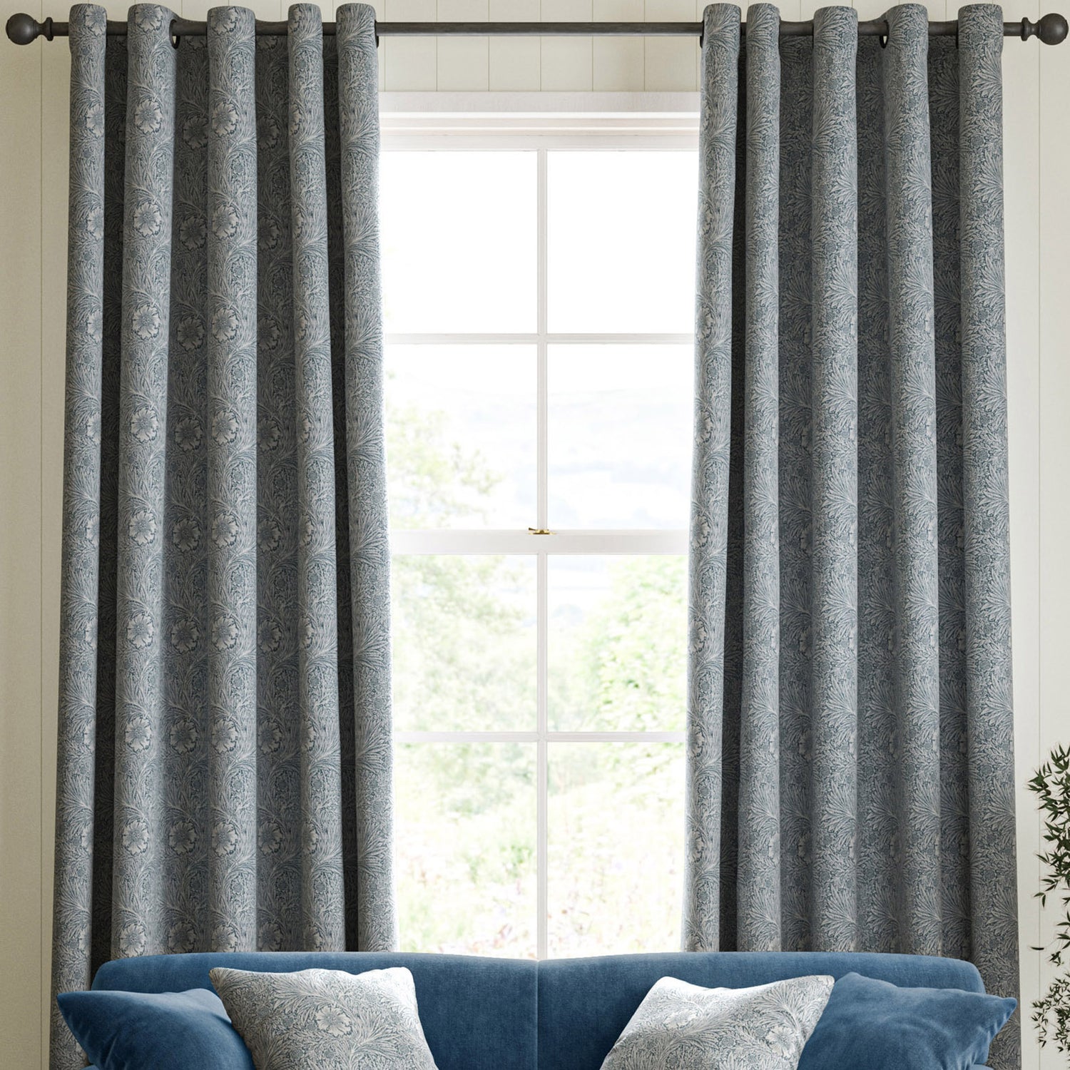 William Morris Marigold Woven Made to Measure Curtain Woad