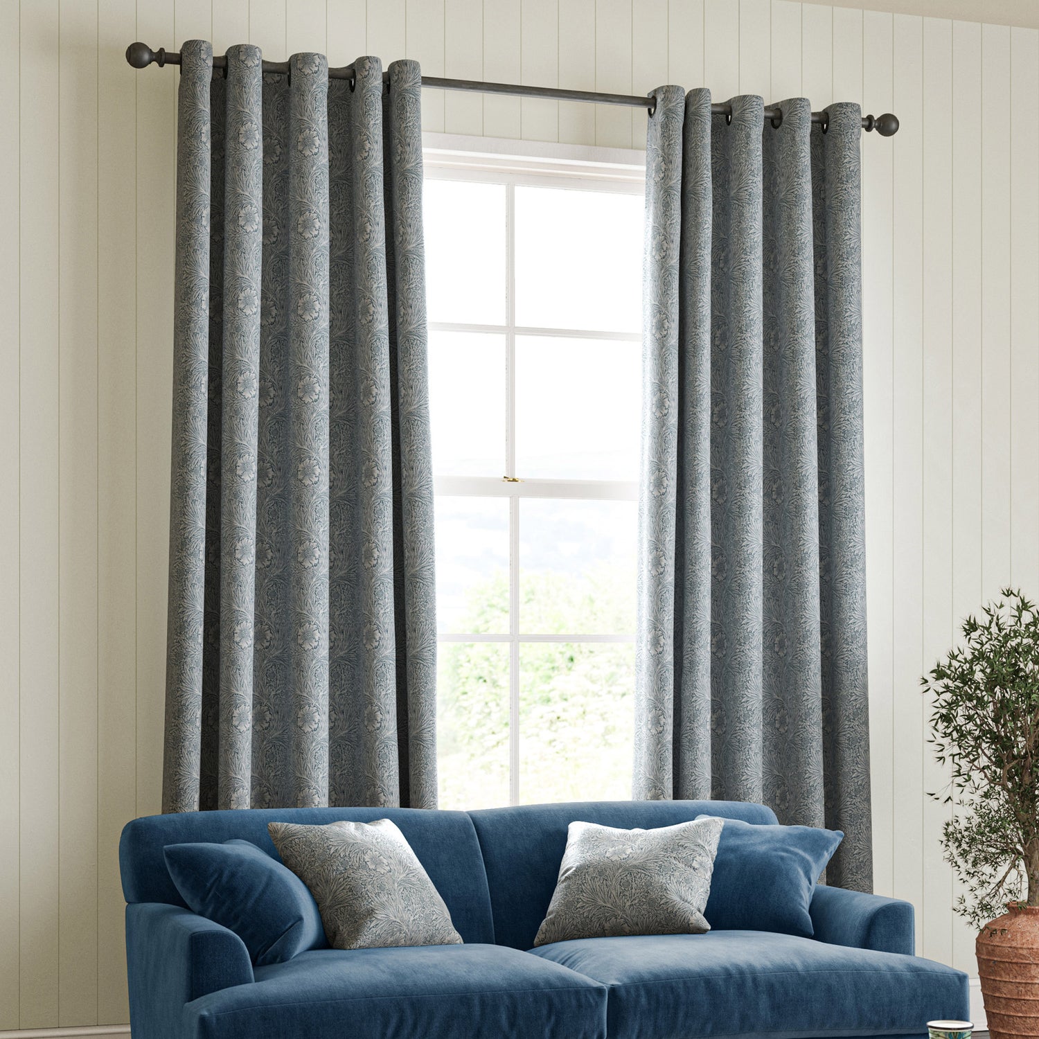William Morris Marigold Woven Made to Measure Curtain Woad