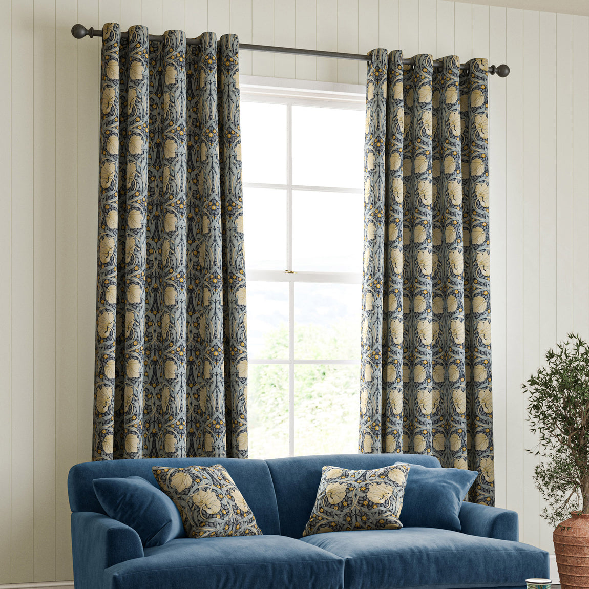 William Morris Pimpernel Made to Measure Curtain Indigo