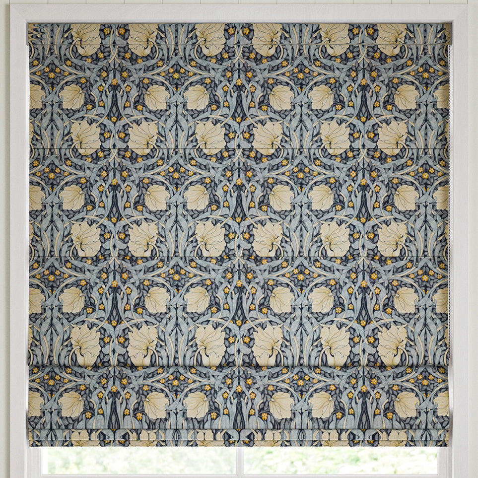 William Morris Pimpernel Made to Measure Roman Blind Indigo