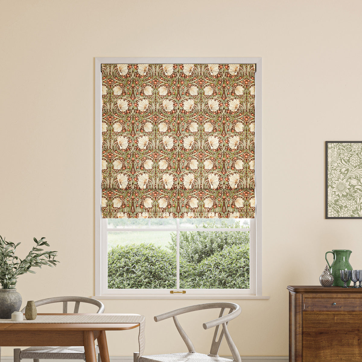 William Morris Pimpernel Velvet Made to Measure Roman Blind Brick