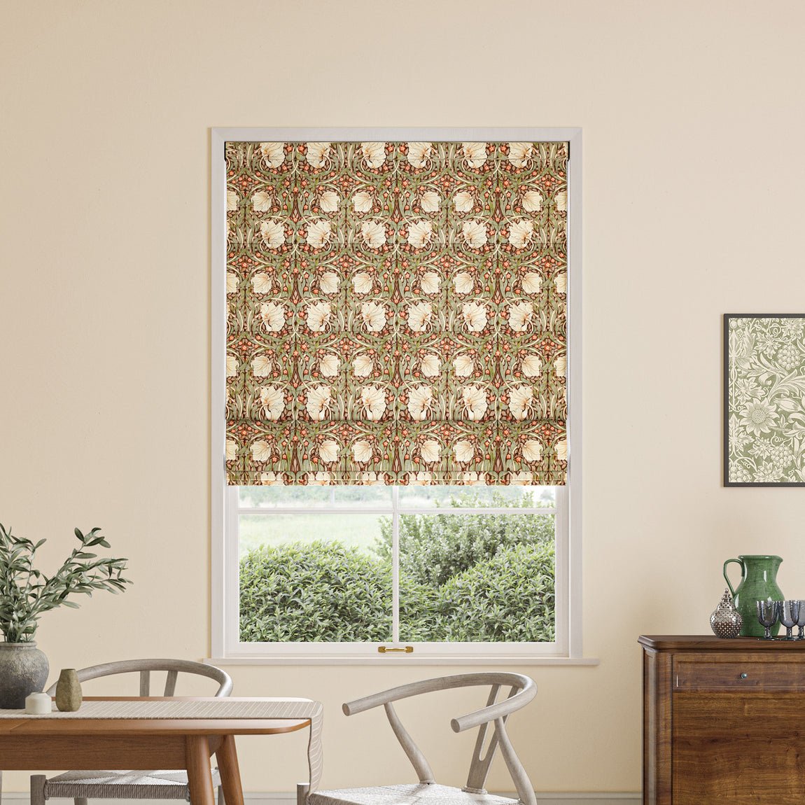 William Morris Pimpernel Velvet Made to Measure Roman Blind Brick