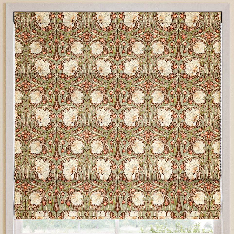 William Morris Pimpernel Velvet Made to Measure Roman Blind Brick