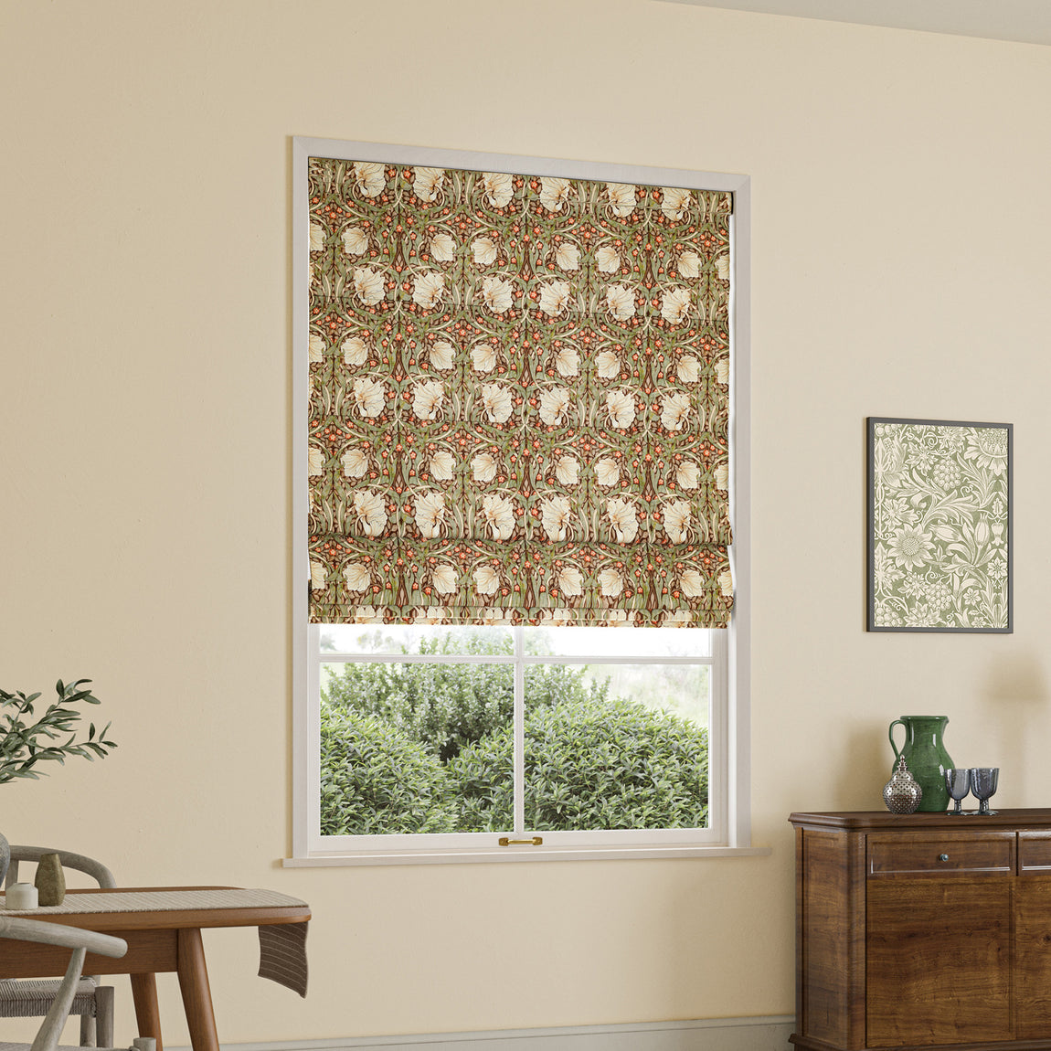 William Morris Pimpernel Velvet Made to Measure Roman Blind Brick