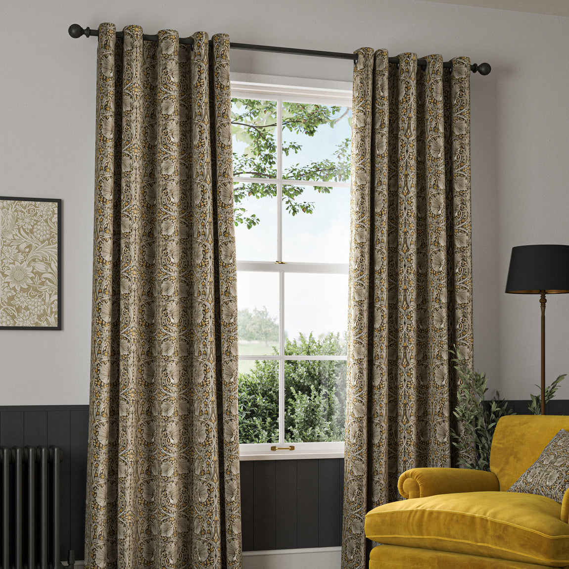 William Morris Pimpernel Velvet Made to Measure Curtain Flint