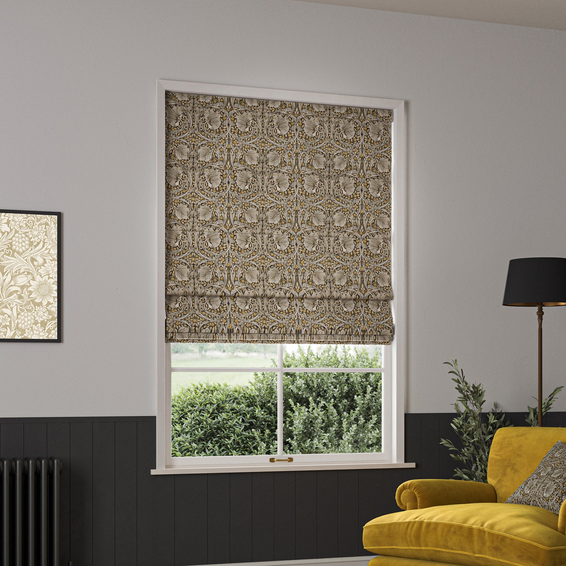 William Morris Pimpernel Velvet Made to Measure Roman Blind Flint